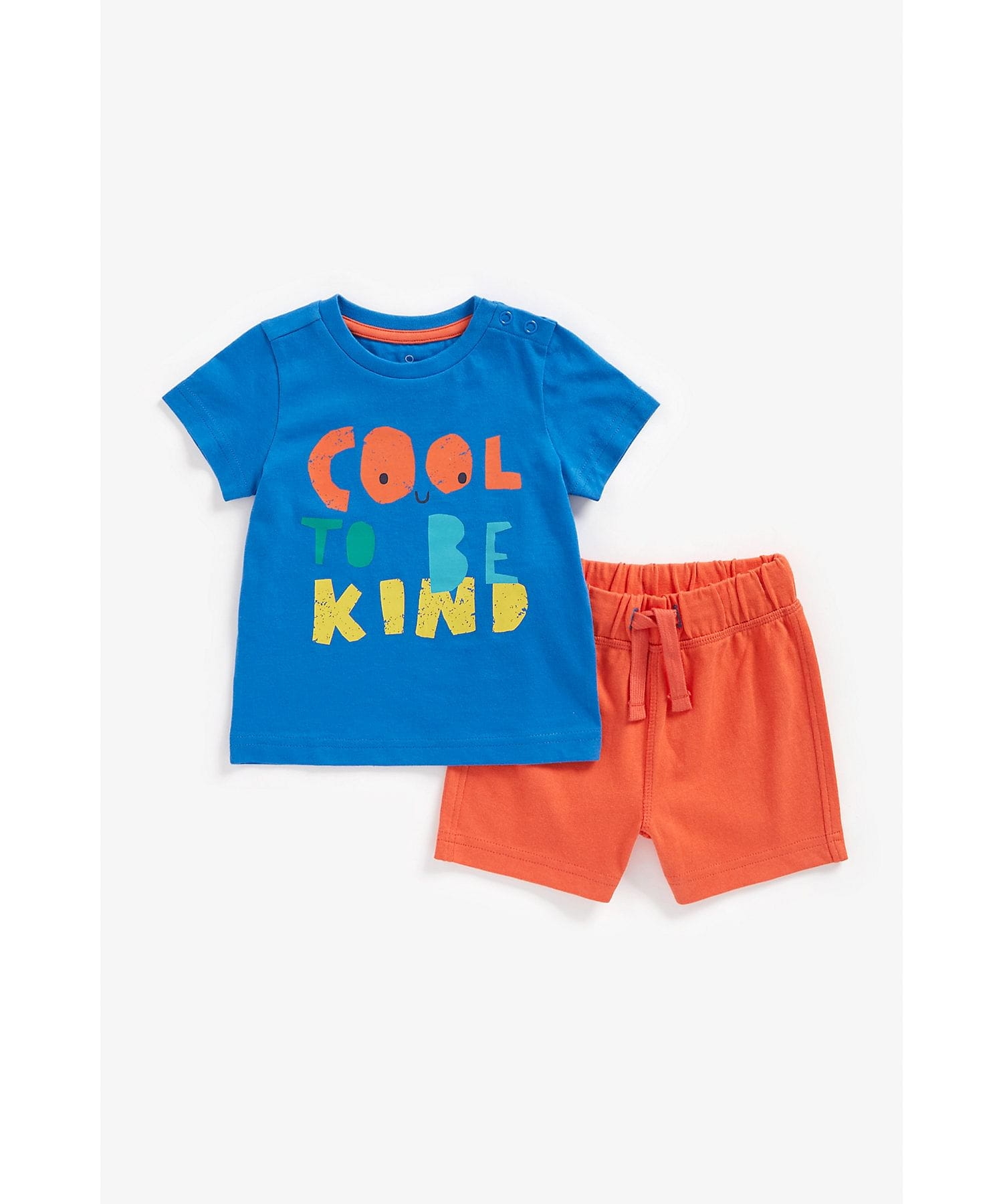 Mothercare | Boys Half Sleeves Shorts T-Shirt Set Slogan Print-Multicolor 0