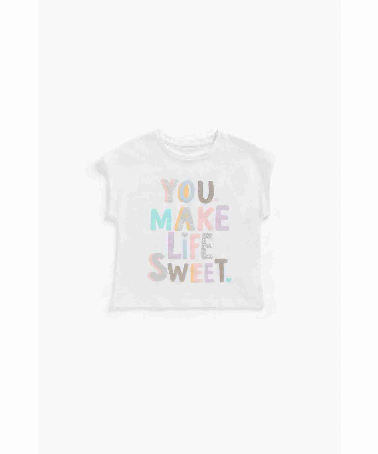 Mothercare Girls 100% Cotton Half Sleeves Top- White