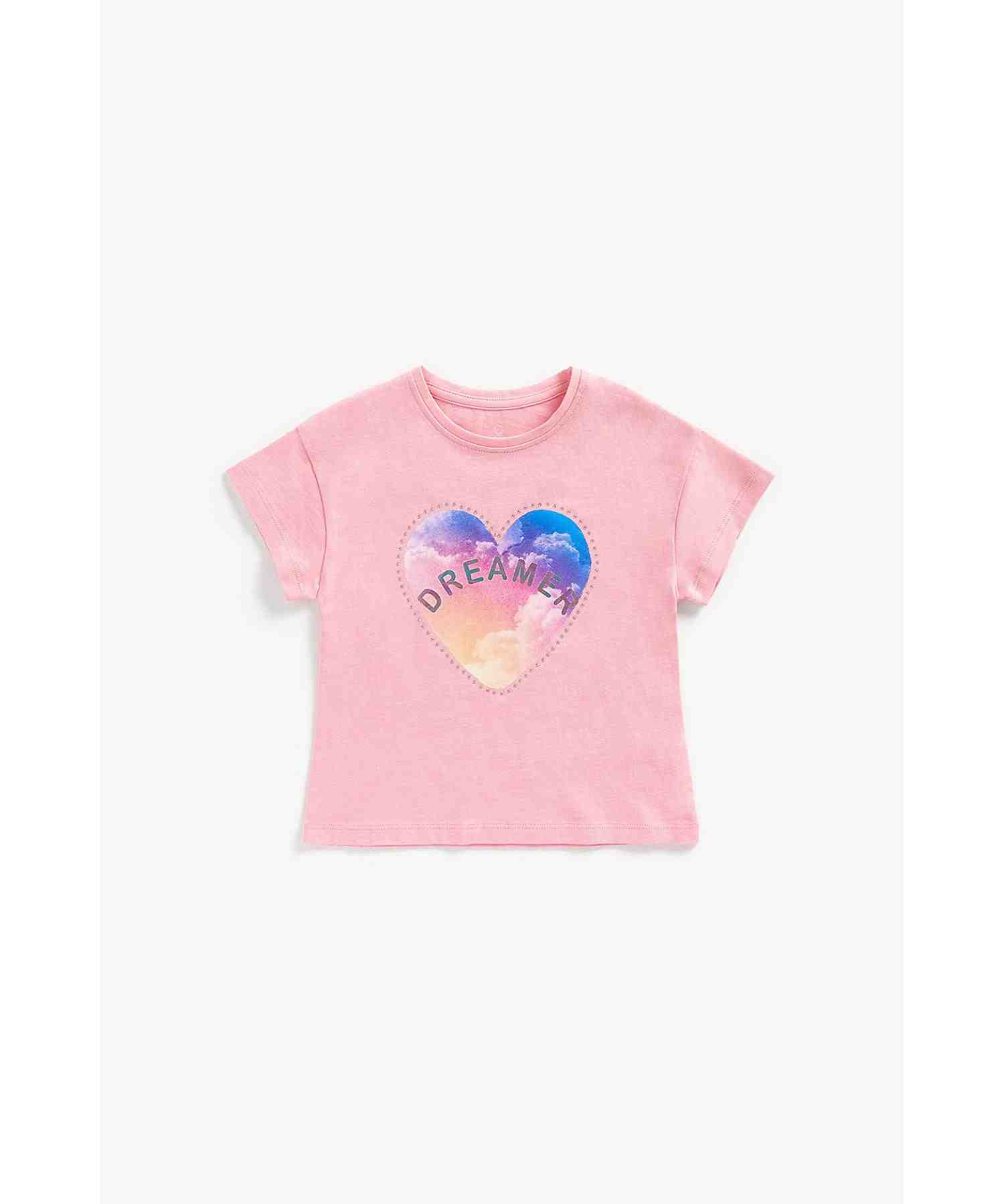 Mothercare Girls Half Sleeves Top- Pink