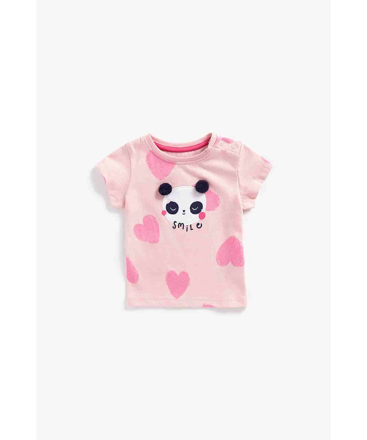 Mothercare Girls Half Sleeves Top- Pink