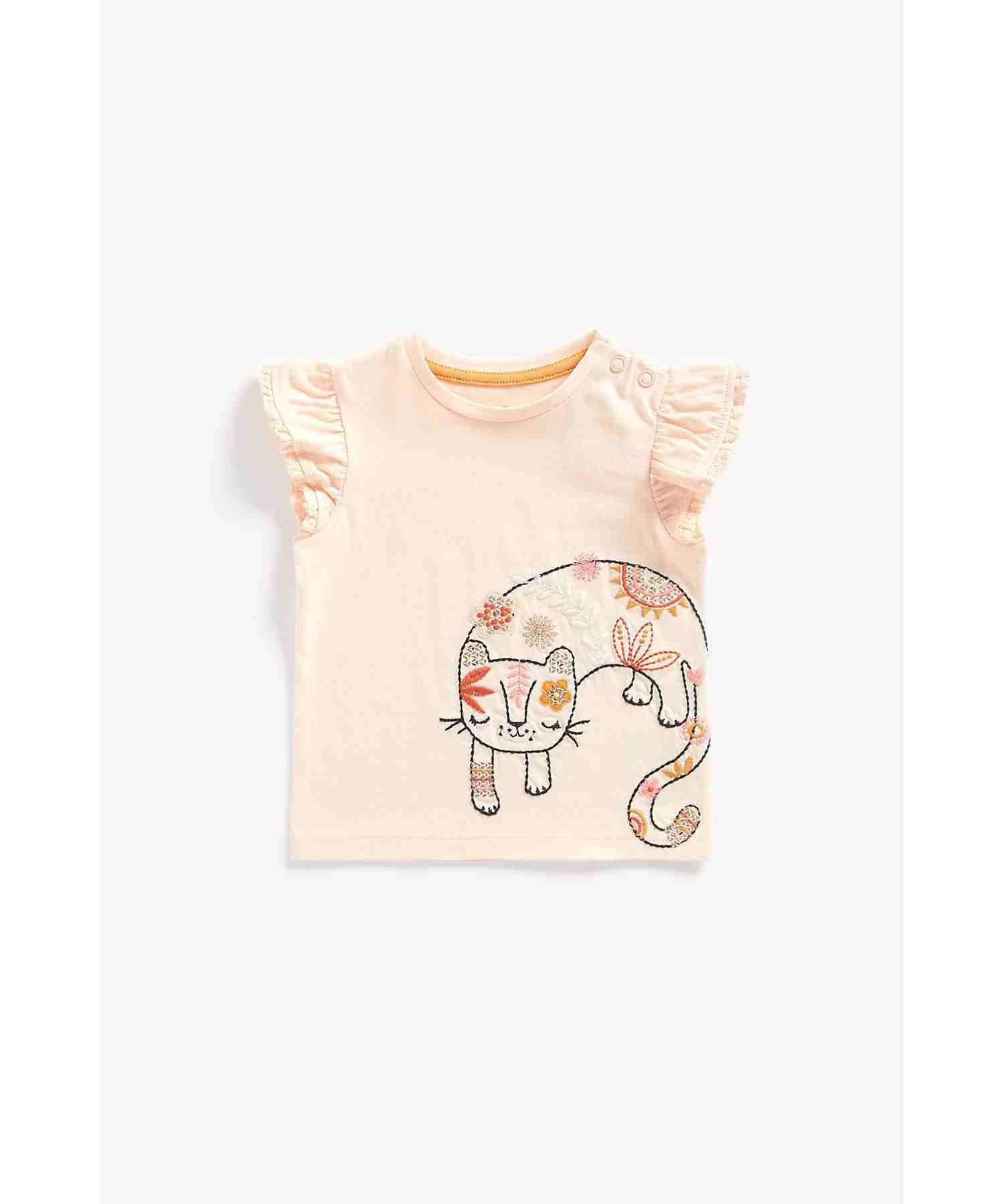Mothercare Girls Half Sleeves Top- Pink