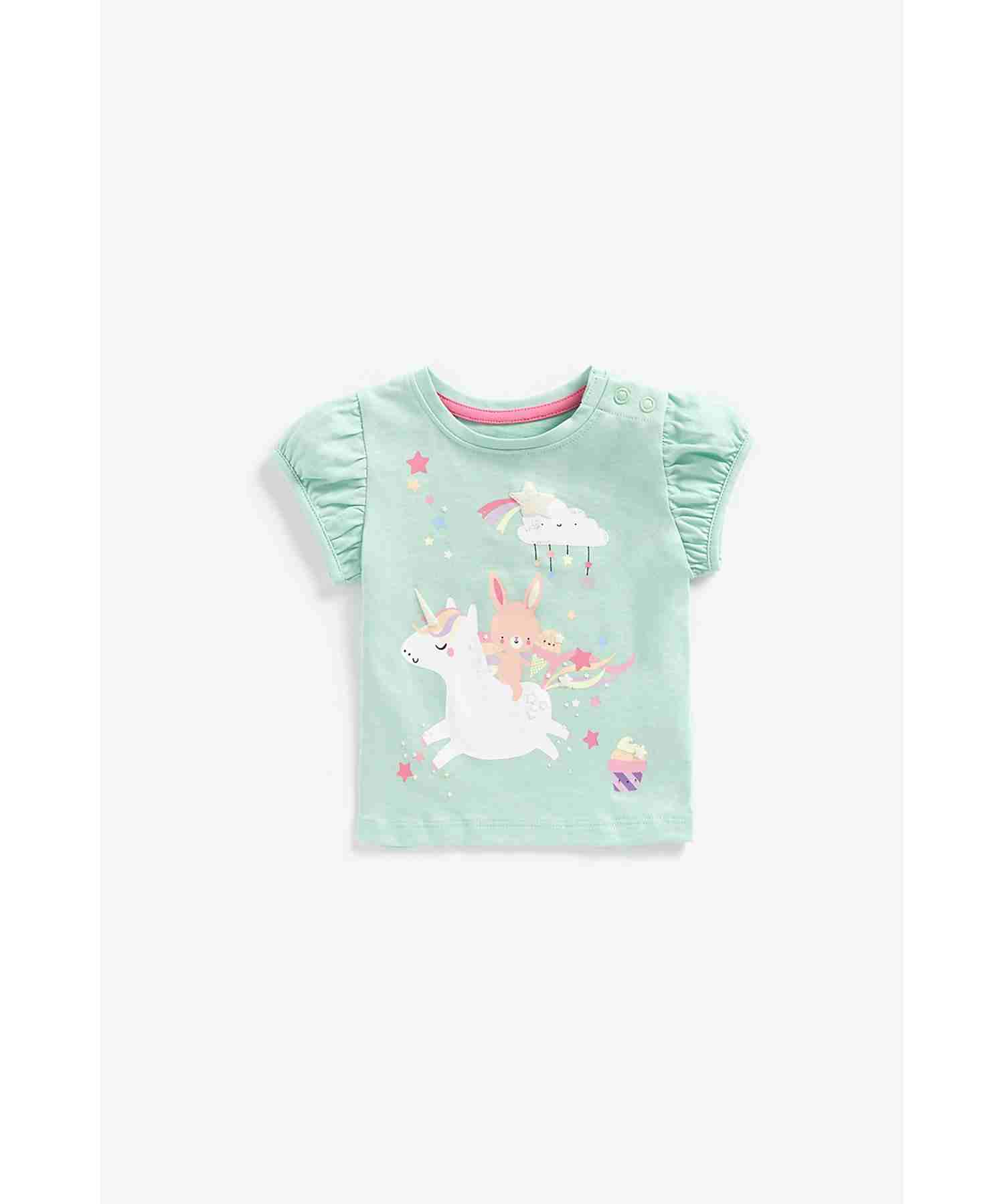 Mothercare Girls Half Sleeves Top- Green