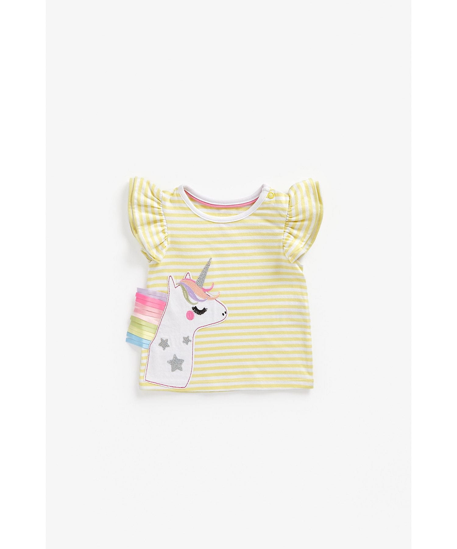 Mothercare | Girls Short Sleeves T-Shirt Unicorn -Yellow 0