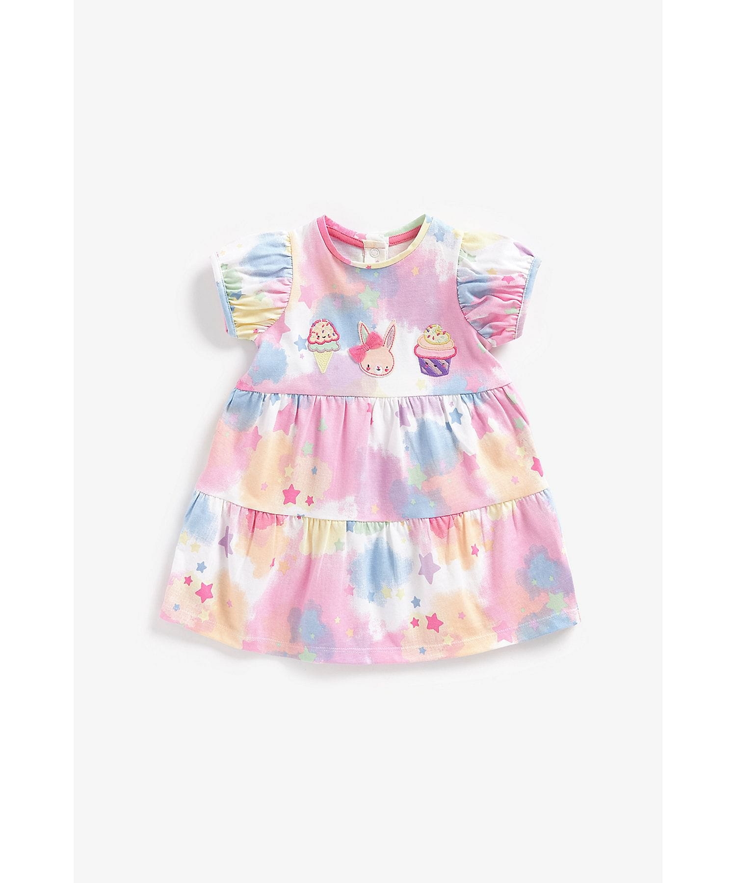 Mothercare | Girls Short Sleeves Dress Tie And Dye-Multicolor 0