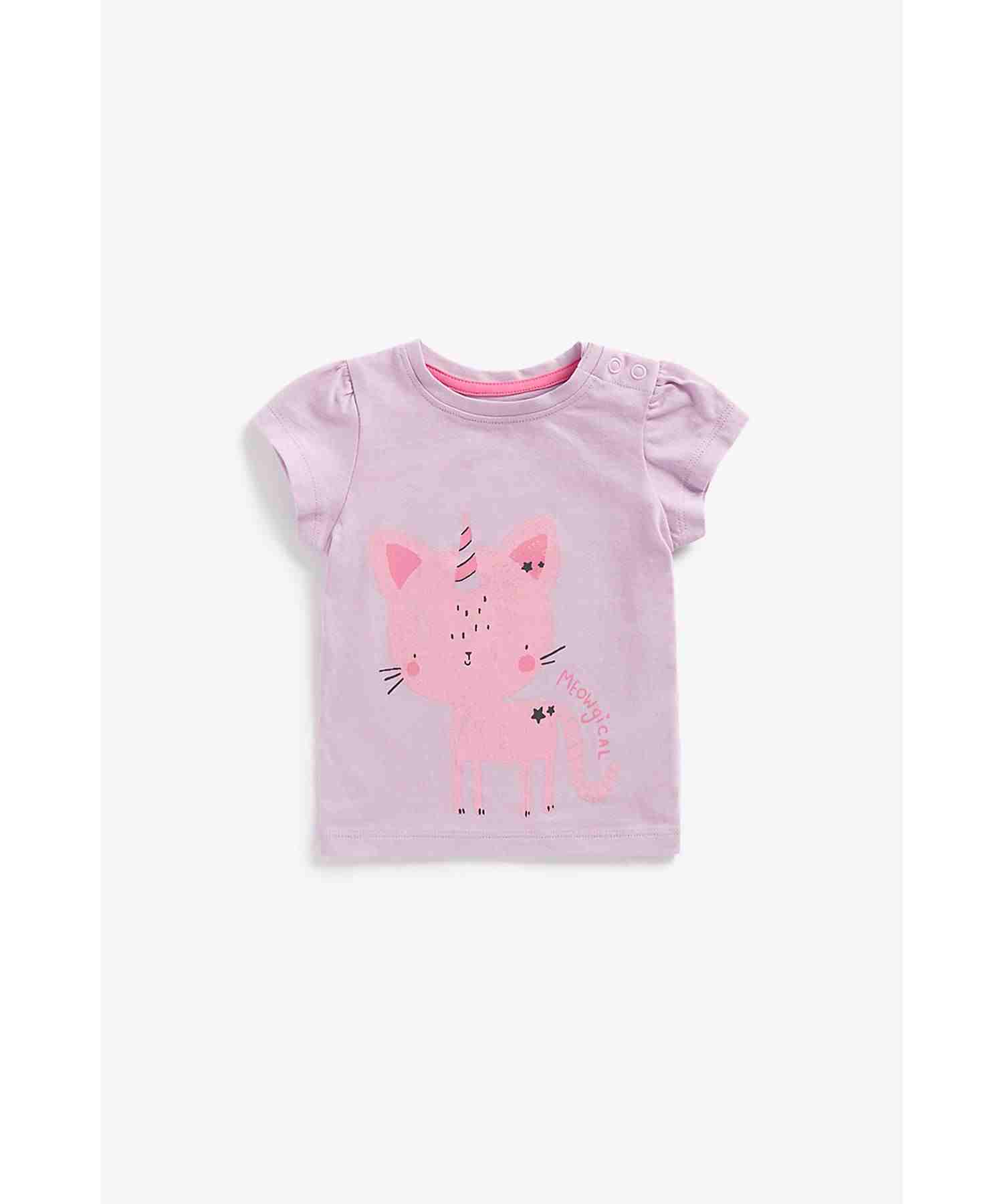 Mothercare Girls Half Sleeves Top- Purple