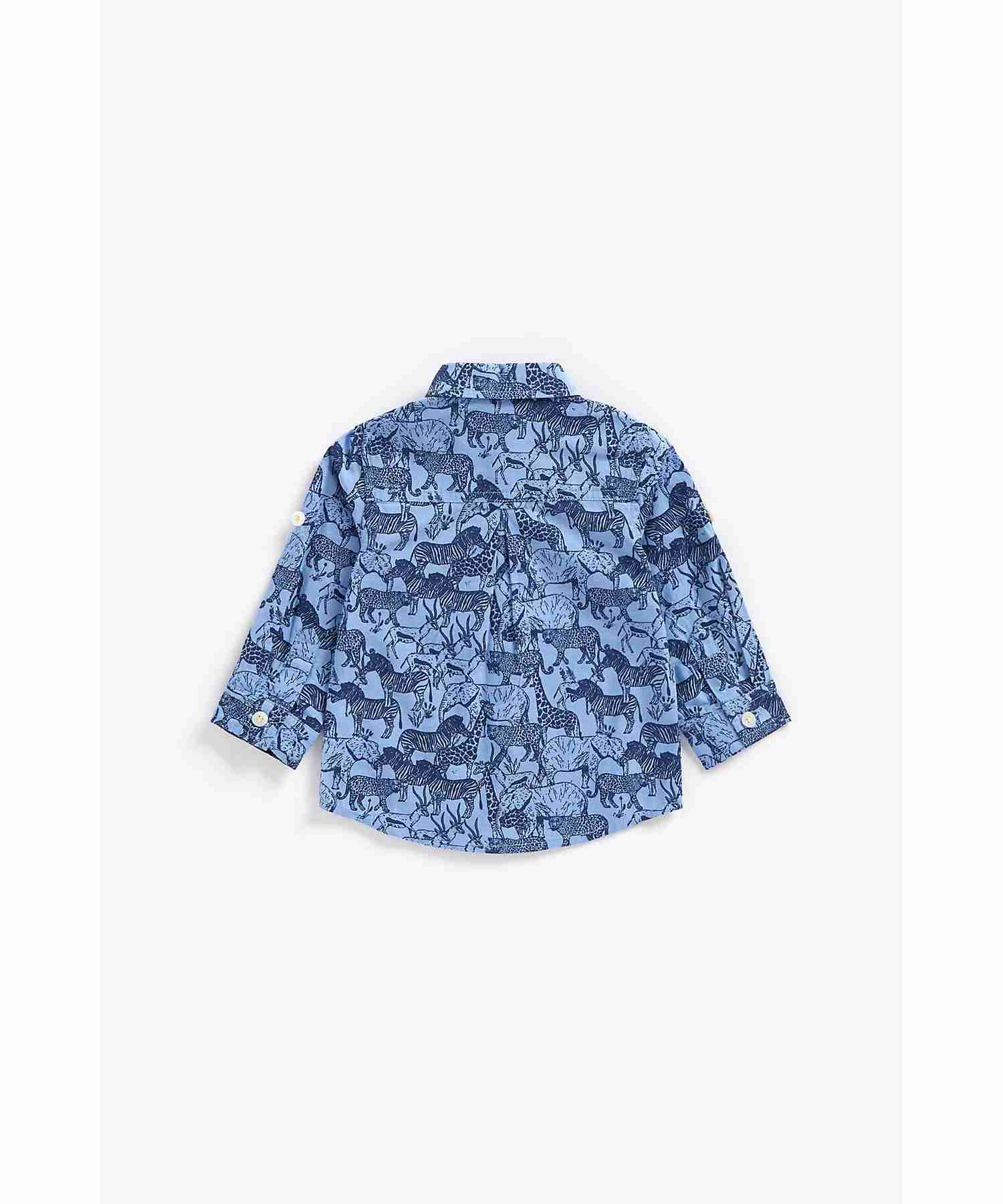 Mothercare Boys 100% Cotton Full Sleeves Shirt - Blue