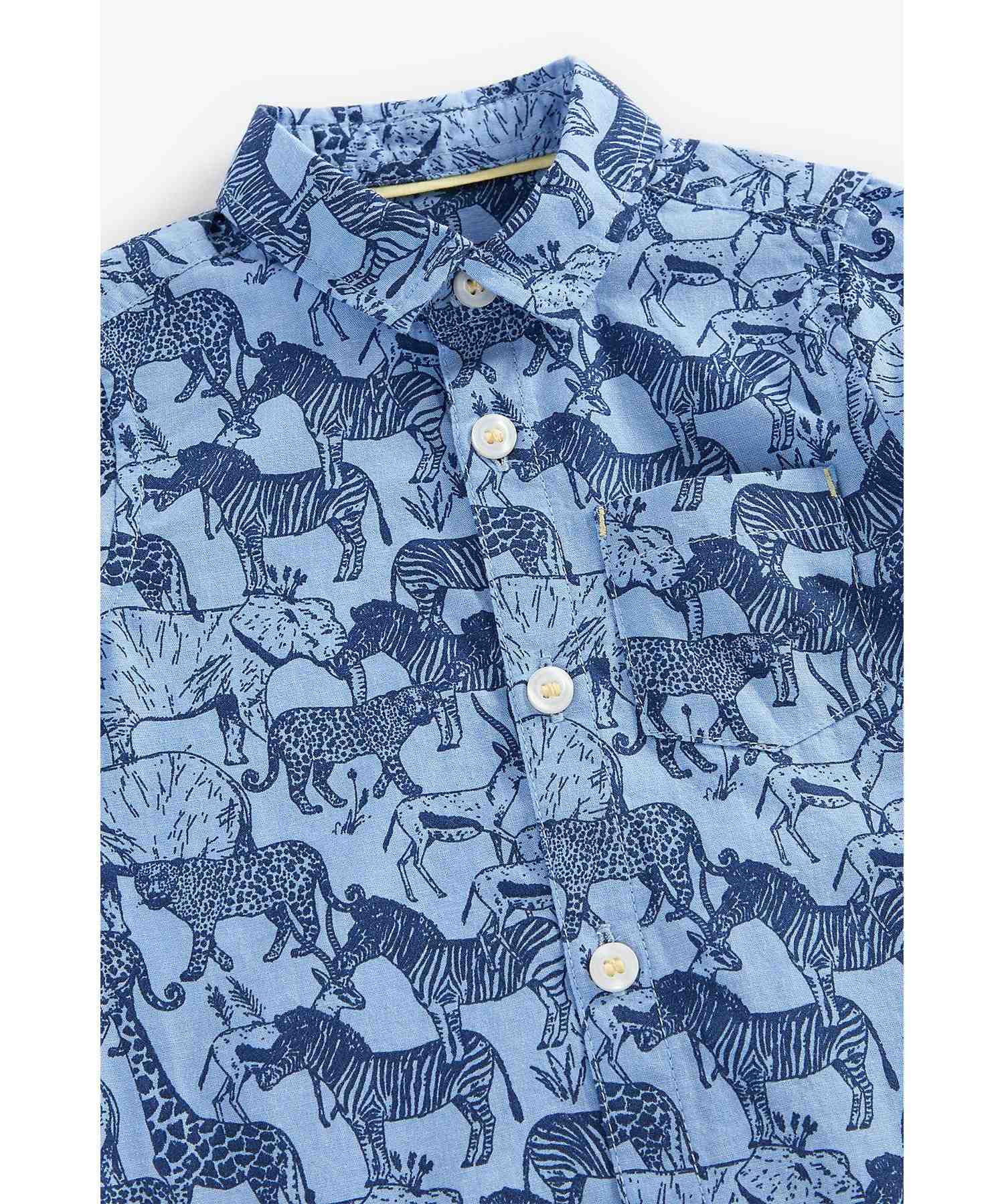 Mothercare Boys 100% Cotton Full Sleeves Shirt - Blue