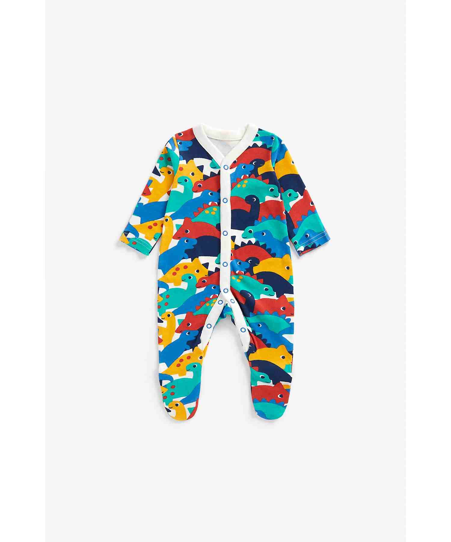 Mothercare Boys 100% Cotton Full Sleeves Sleepsuits - Pack of 3 - Blue