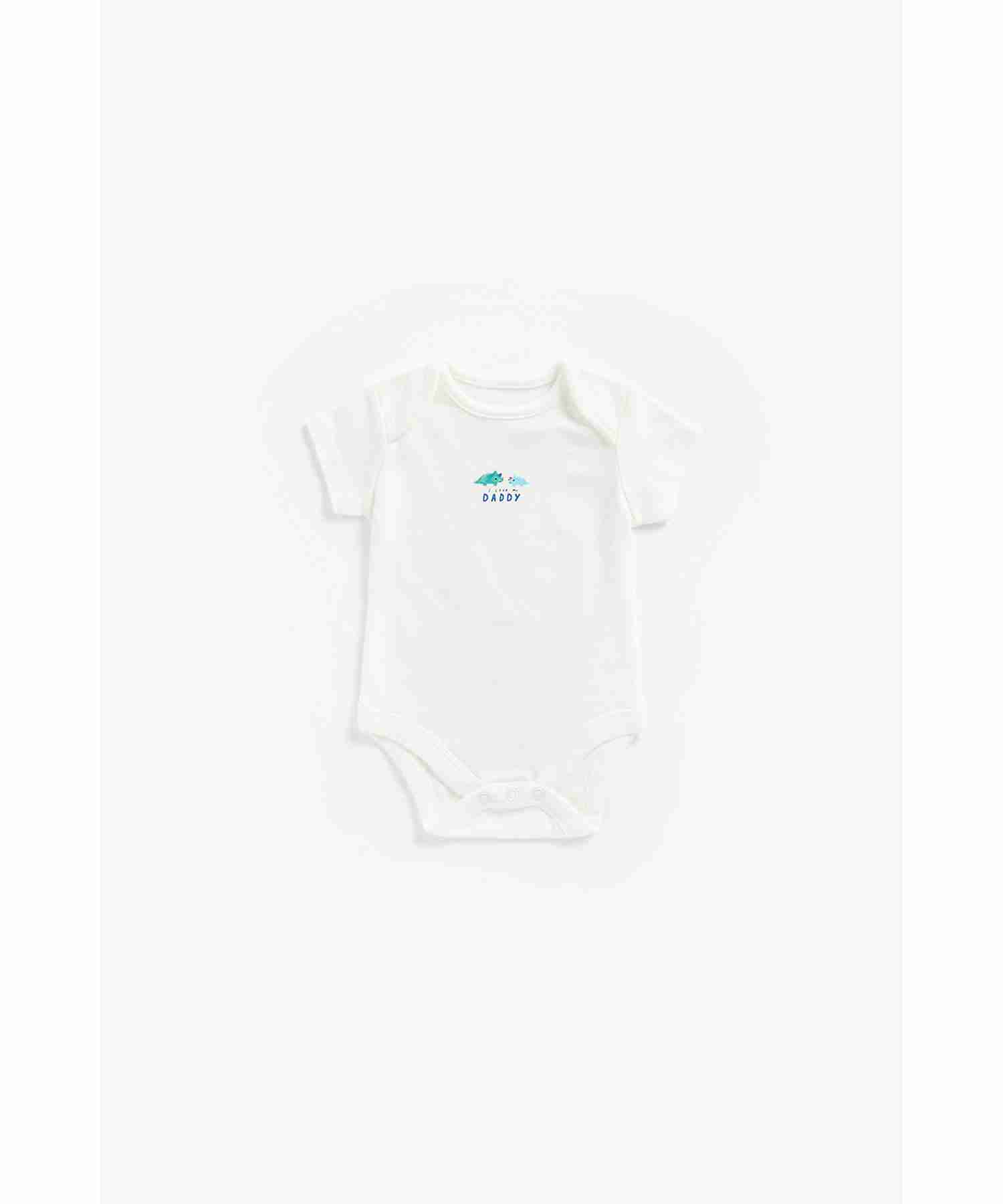 Mothercare Boys 100% Cotton Half Sleeves Bodysuit - Pack of 5 - Blue
