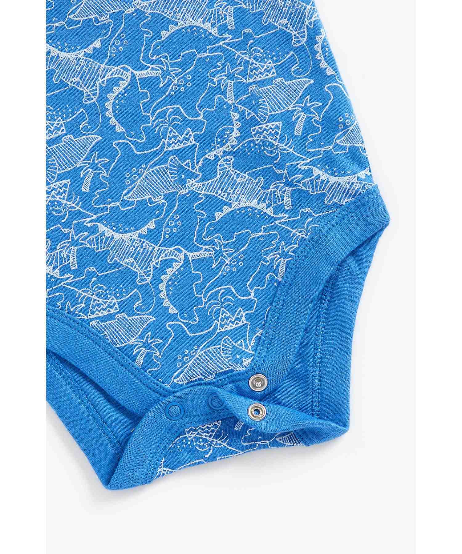 Mothercare Boys 100% Cotton Half Sleeves Bodysuit - Pack of 5 - Blue