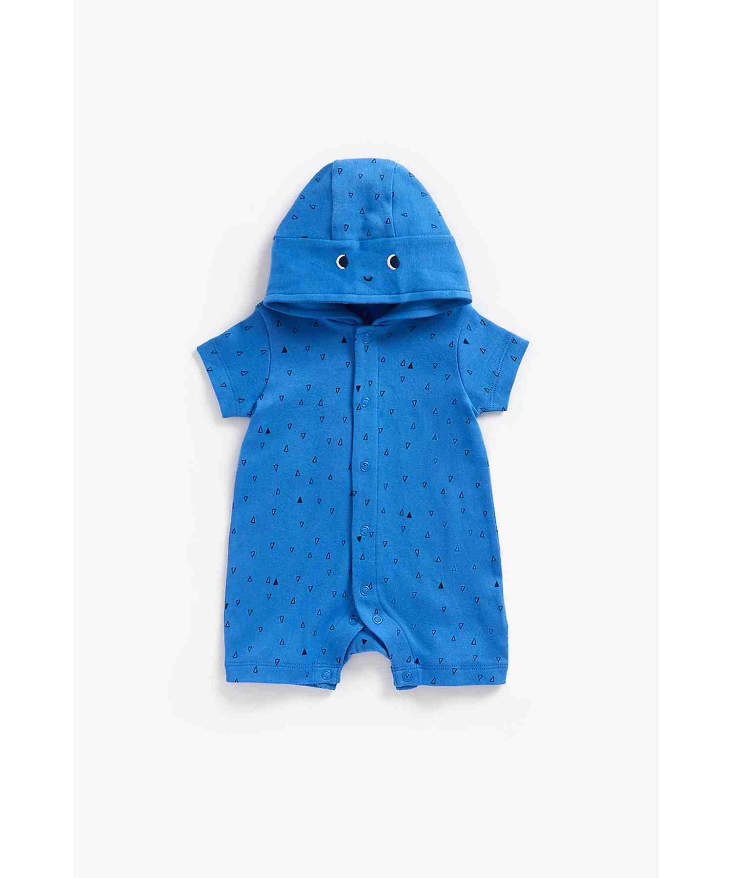 Mothercare Boys 100% Cotton Half Sleeves Romper - Blue