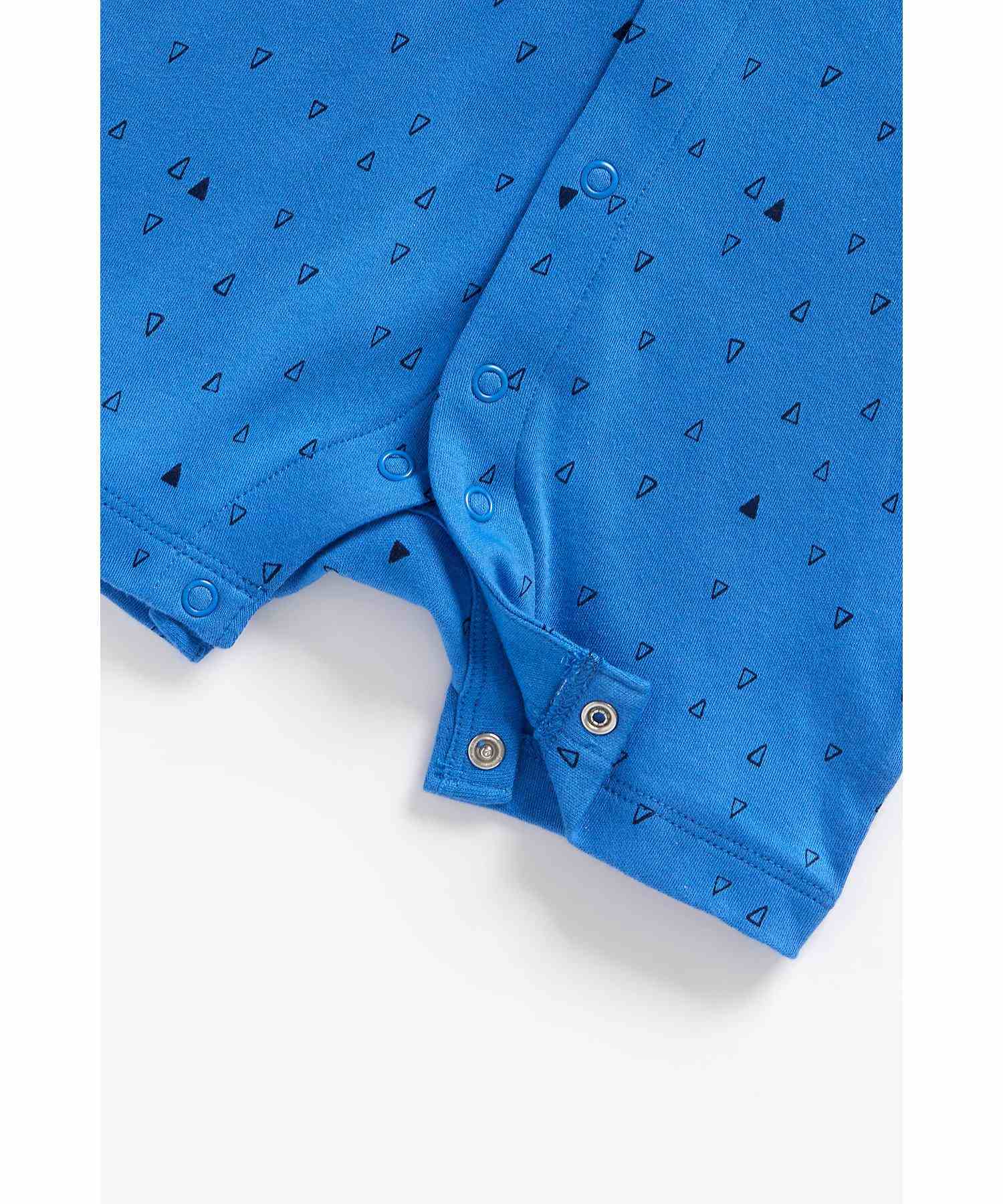 Mothercare Boys 100% Cotton Half Sleeves Romper - Blue