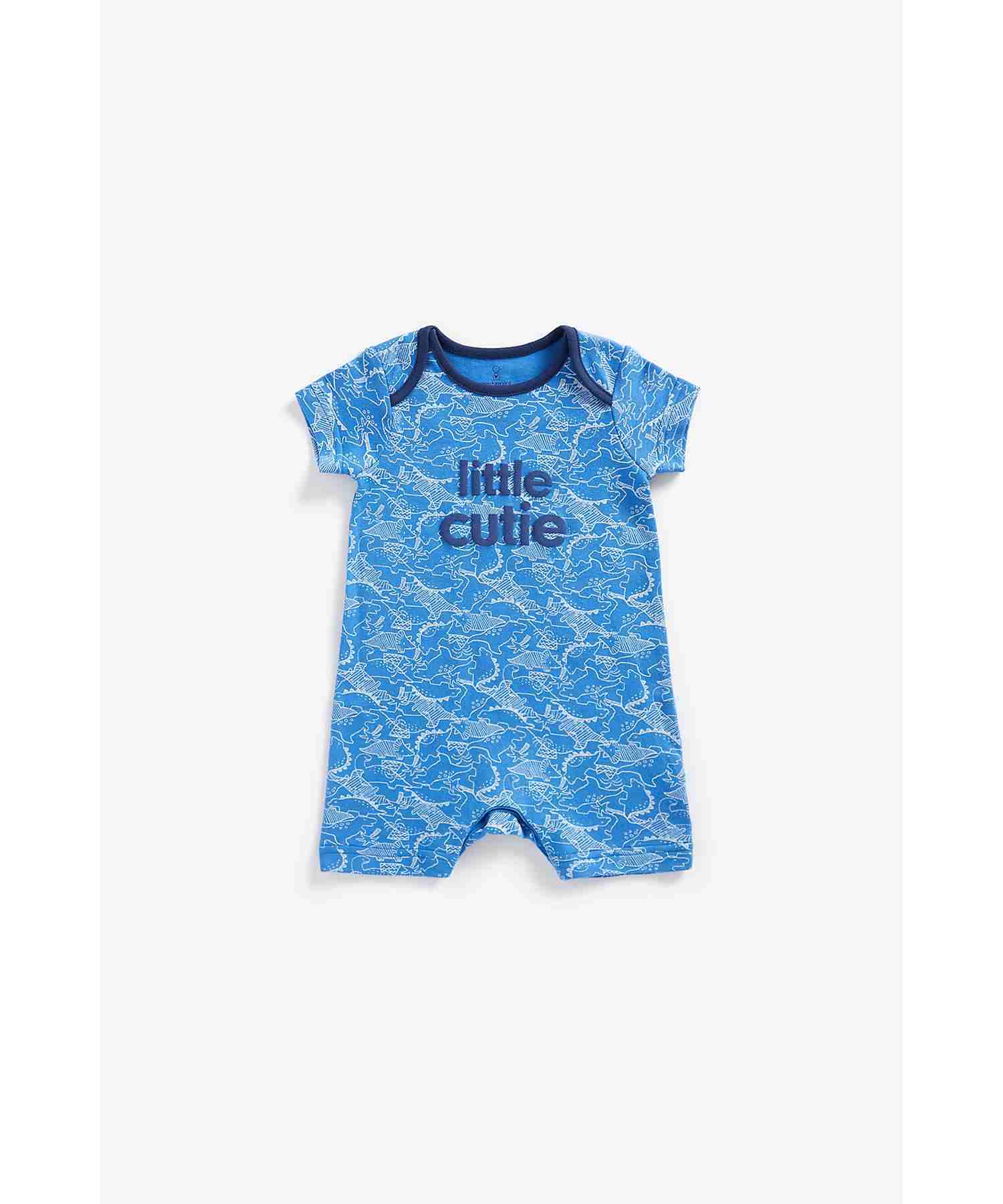 Mothercare Boys 100% Cotton Half Sleeves Romper - Blue