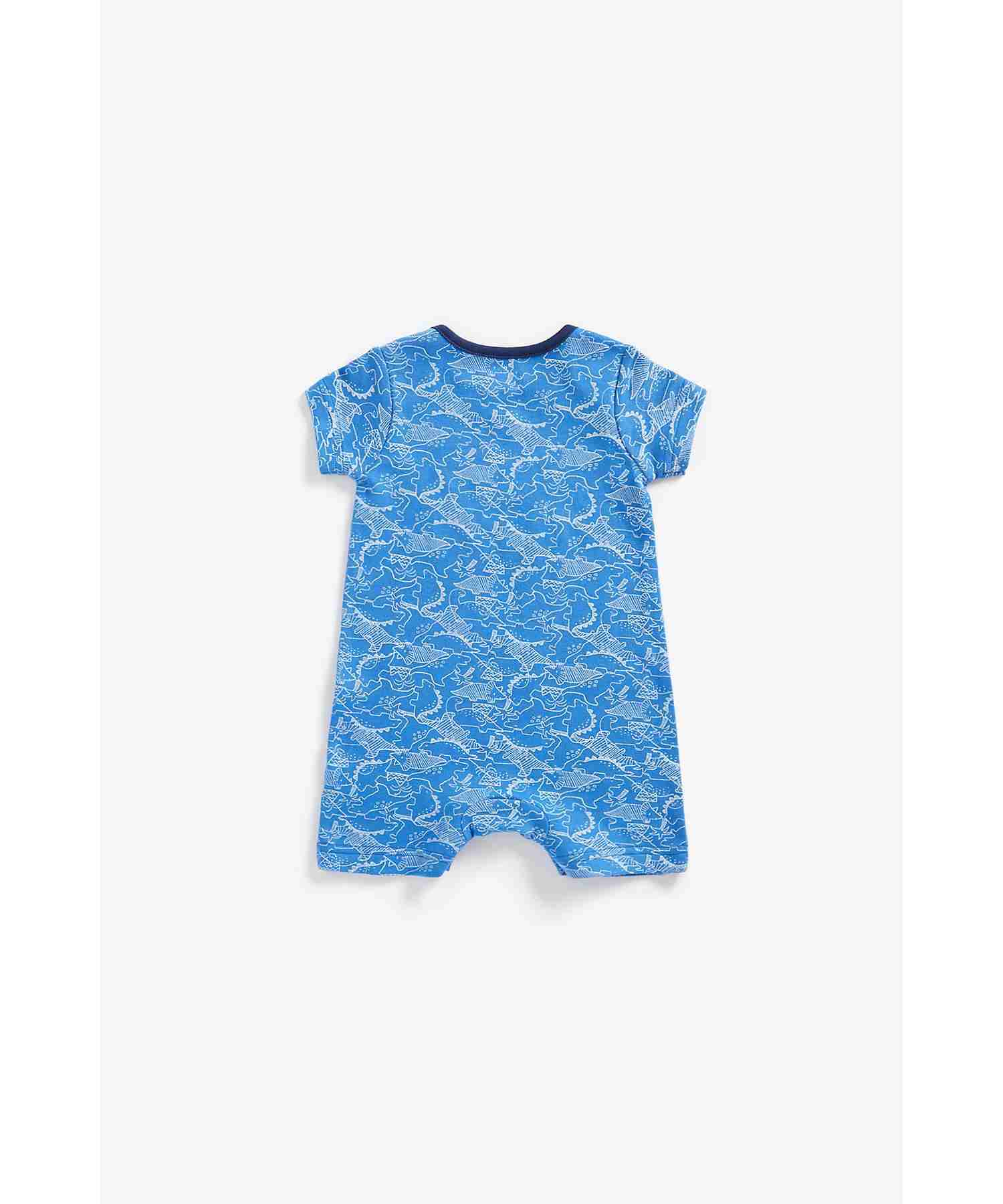 Mothercare Boys 100% Cotton Half Sleeves Romper - Blue
