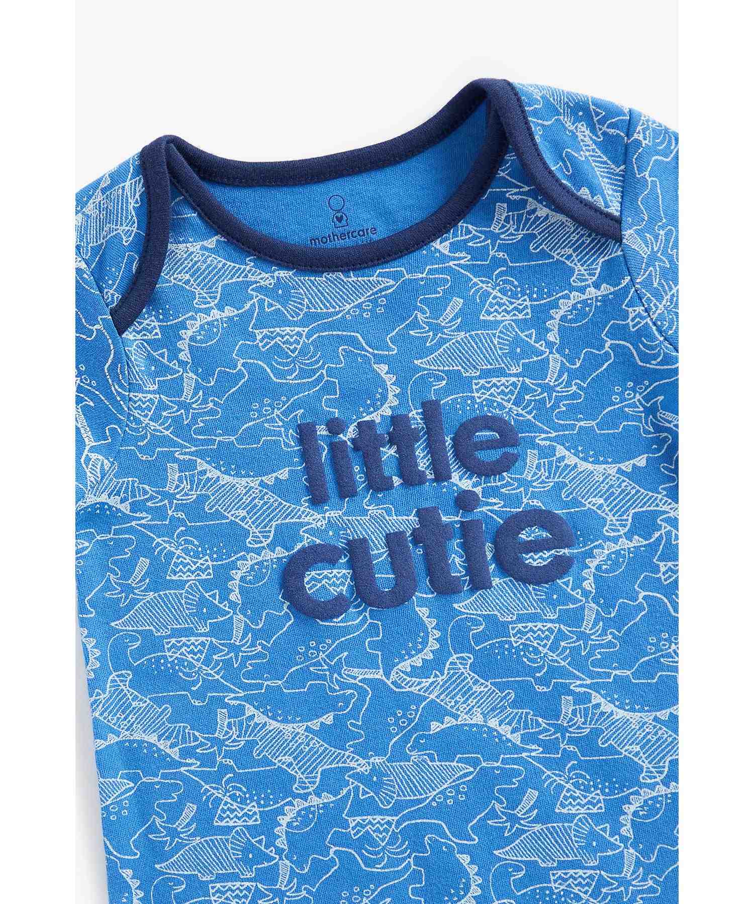 Mothercare Boys 100% Cotton Half Sleeves Romper - Blue