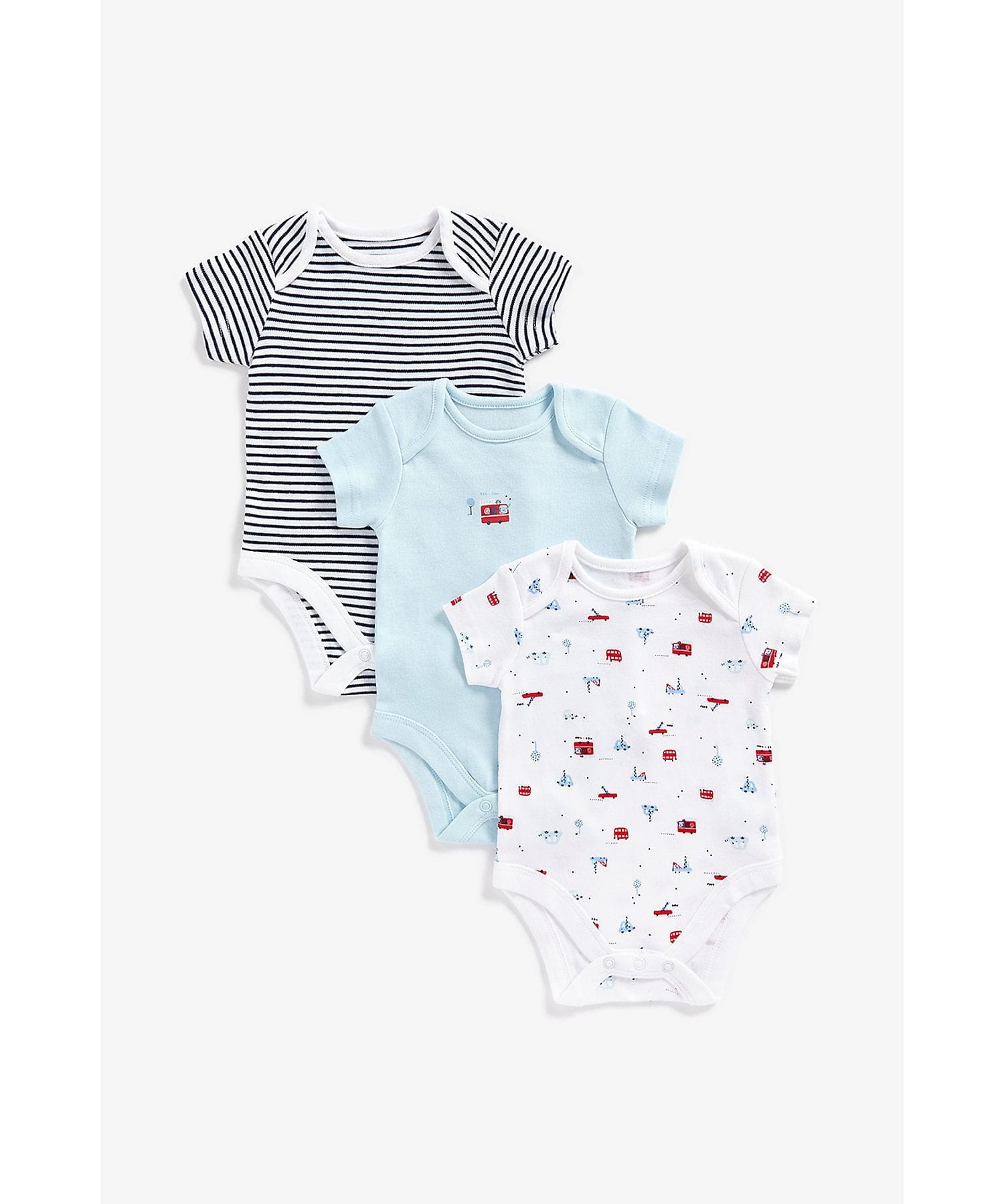 Mothercare | Boys Bodysuits -Pack of 3-Blue 0