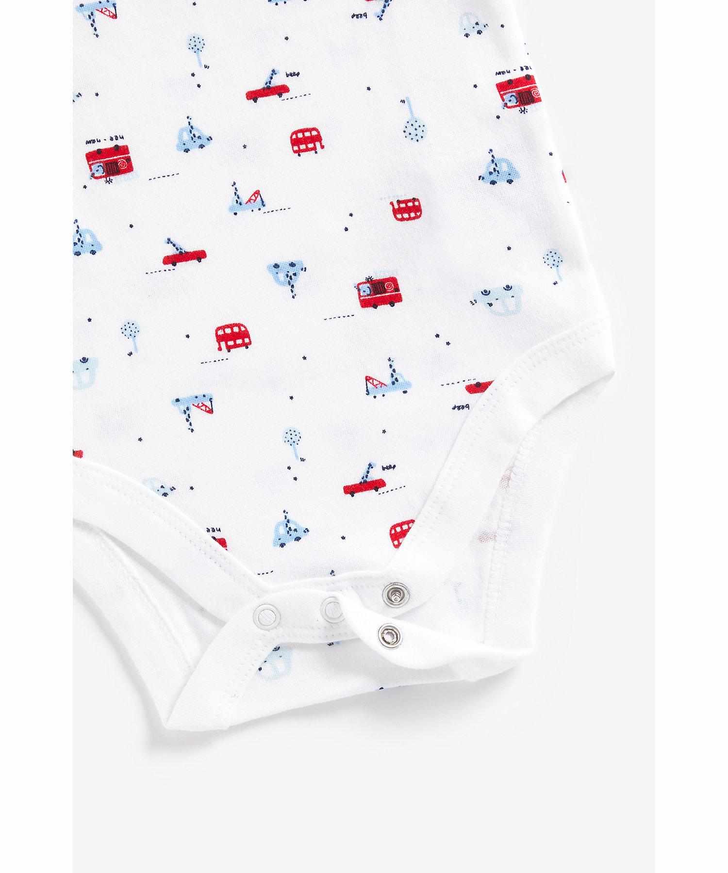 Mothercare Boys 100% Cotton Half Sleeves Bodysuit - Pack of 3 - Blue