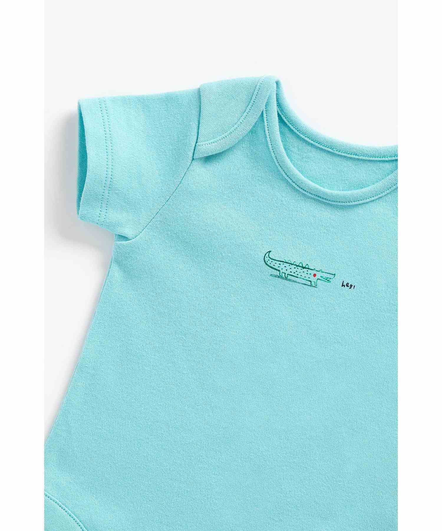Mothercare Boys 100% Cotton Short Sleeves Bodysuit - Pack of 3 - Green