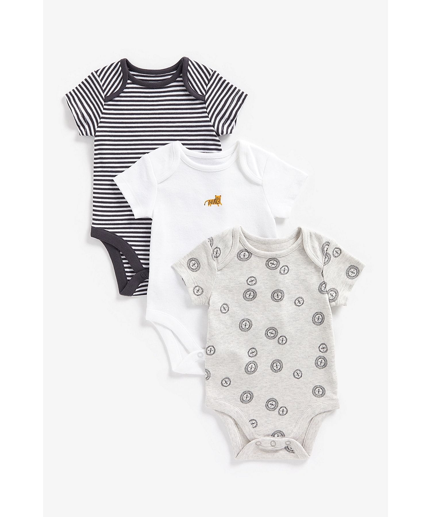 Mothercare | Boys Half Sleeves Bodysuit -Pack of 3-Multicolor 0