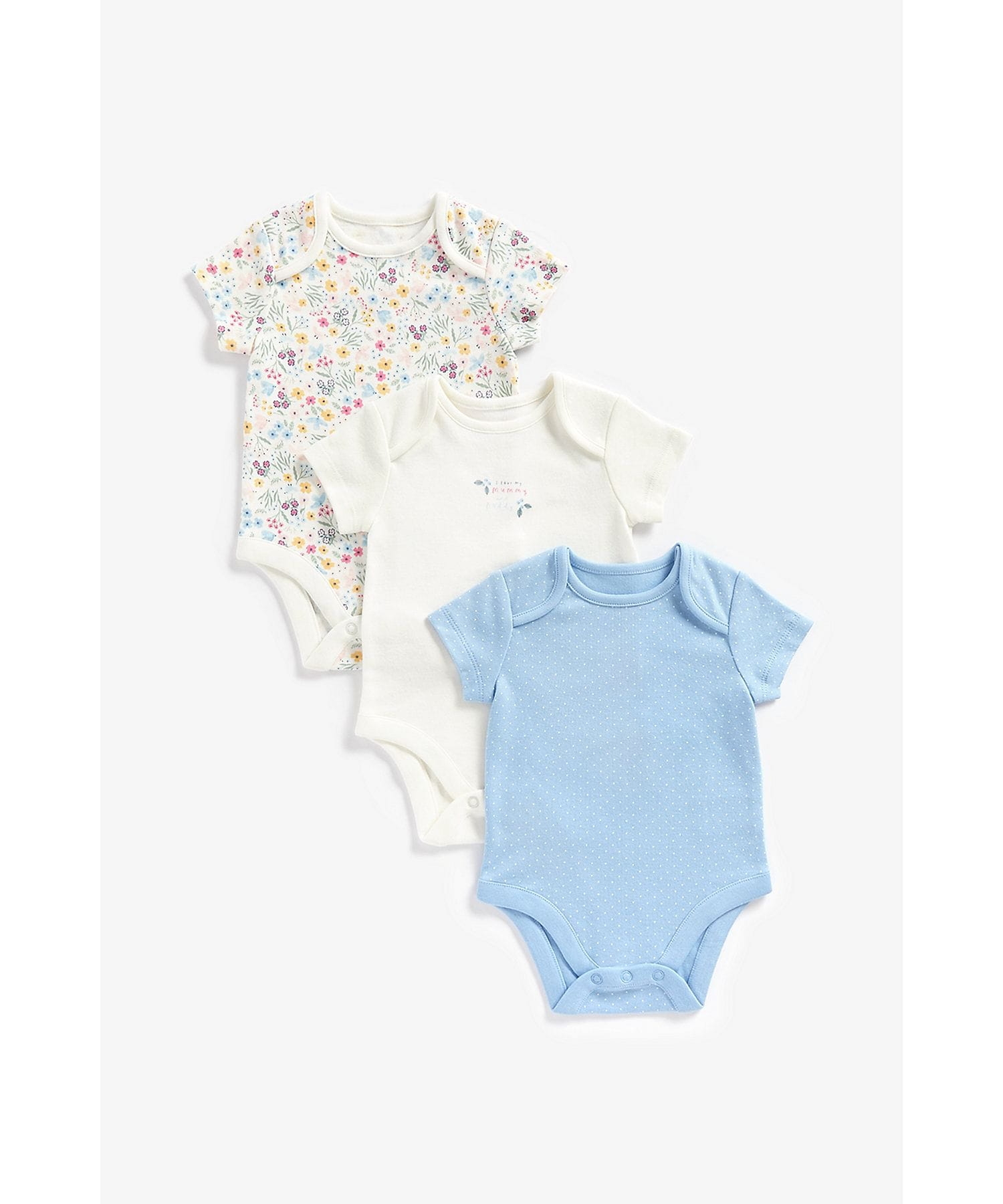 Mothercare | Girls Bodysuits -Pack of 3-Multicolor 0