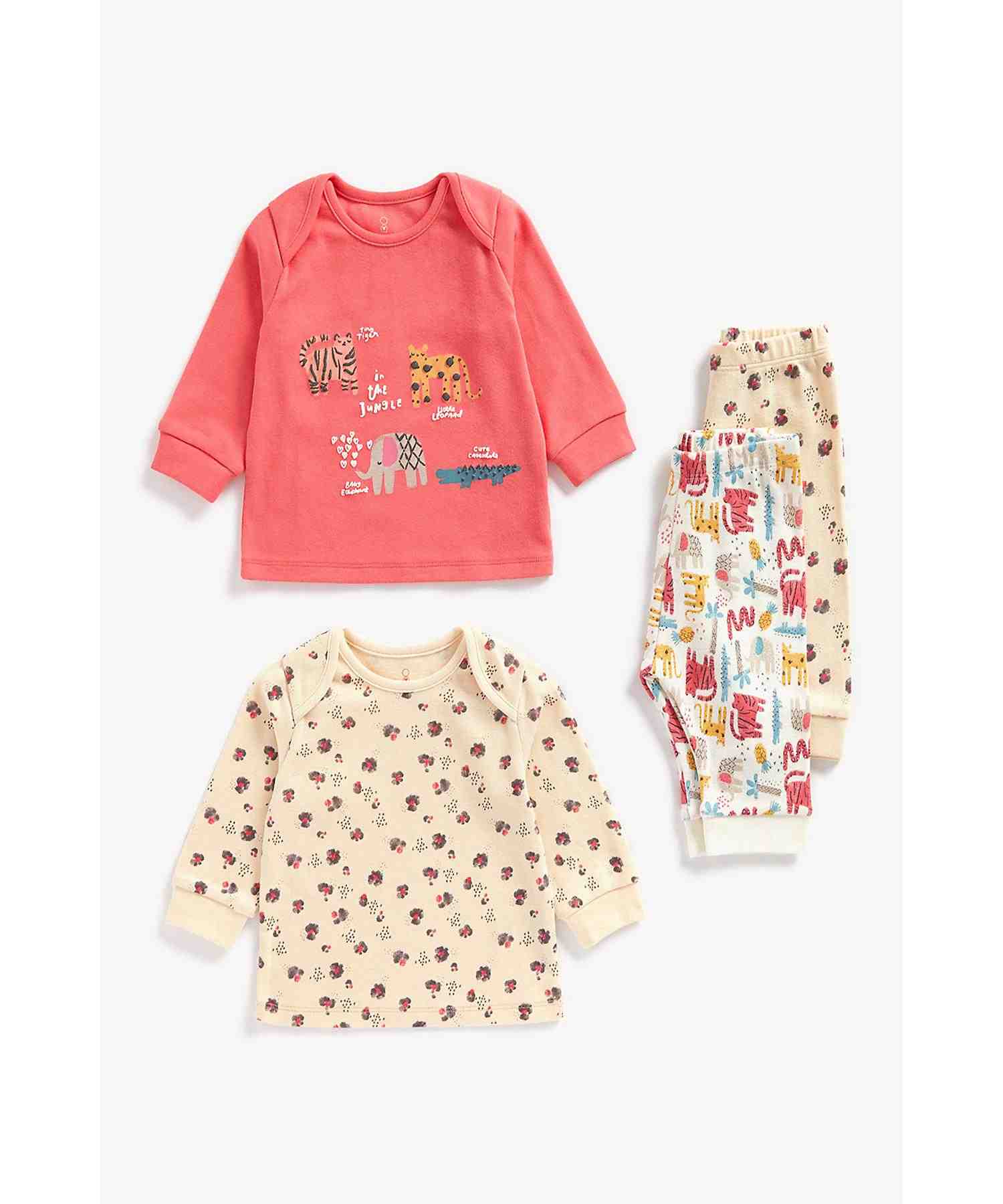 Mothercare Girls Full Sleeves Pyjamas Set - Pack of 2 - Multi