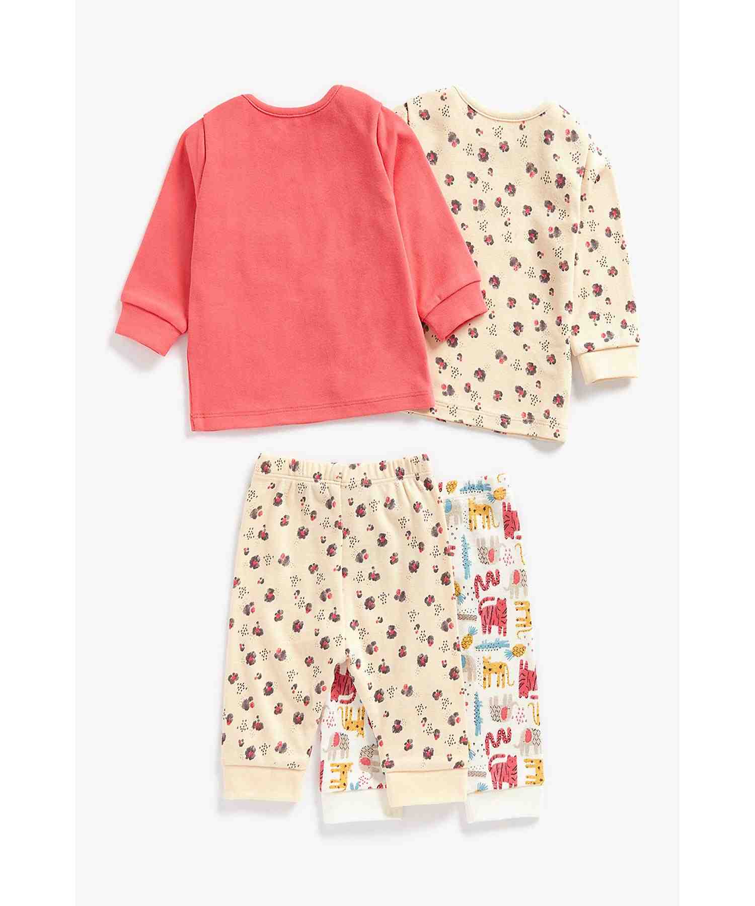 Mothercare Girls Full Sleeves Pyjamas Set - Pack of 2 - Multi