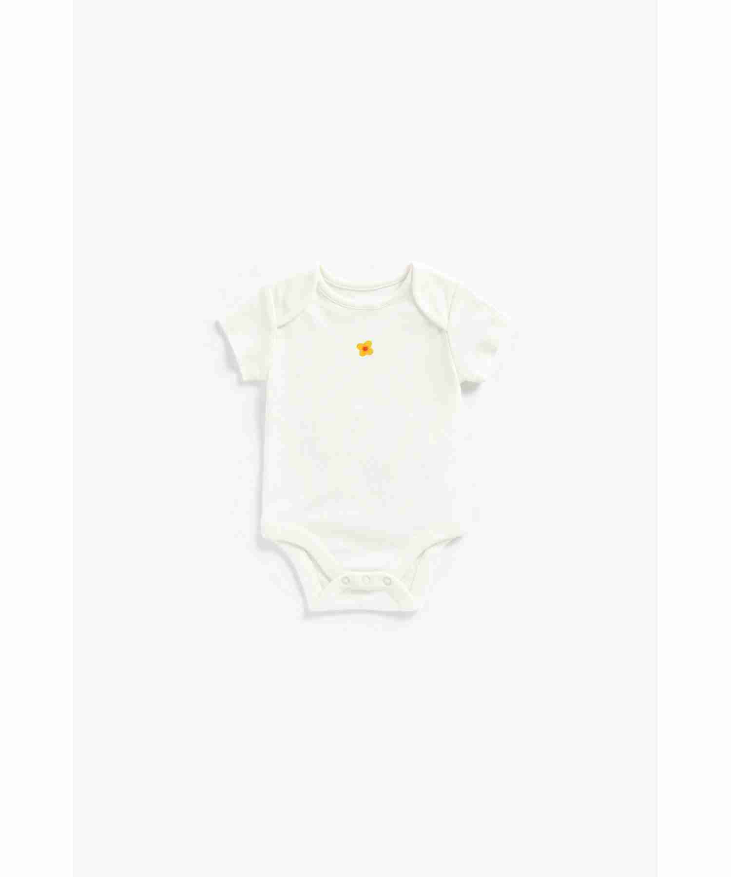 Mothercare Girls 100% Cotton Short Sleeves Bodysuit - Pack of 5 - Multicolor