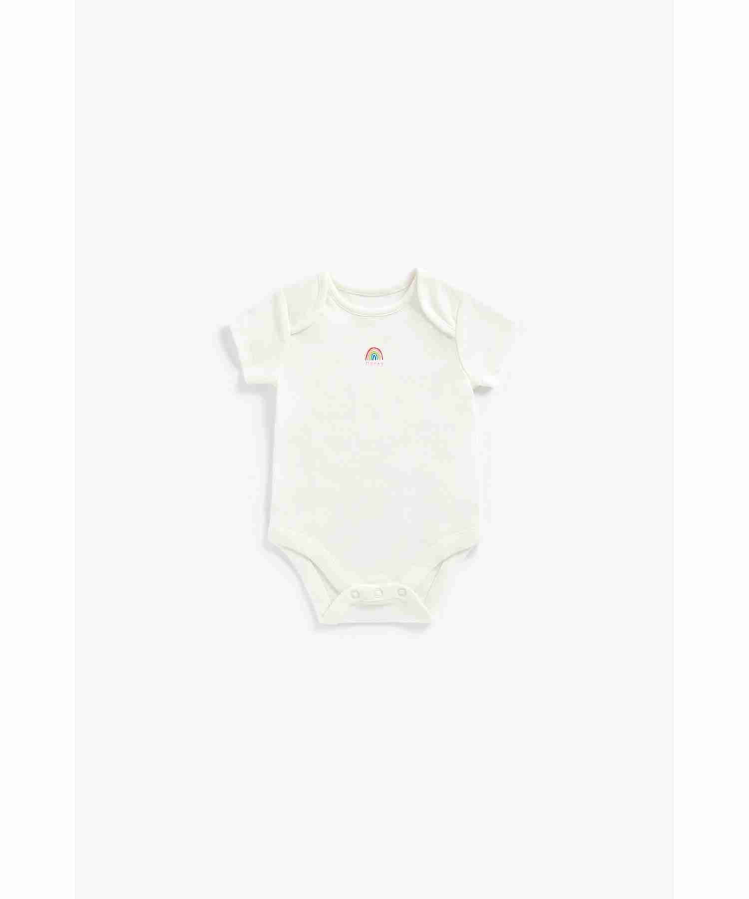 Mothercare Girls 100% Cotton Short Sleeves Bodysuit - Pack of 5 - Multicolor