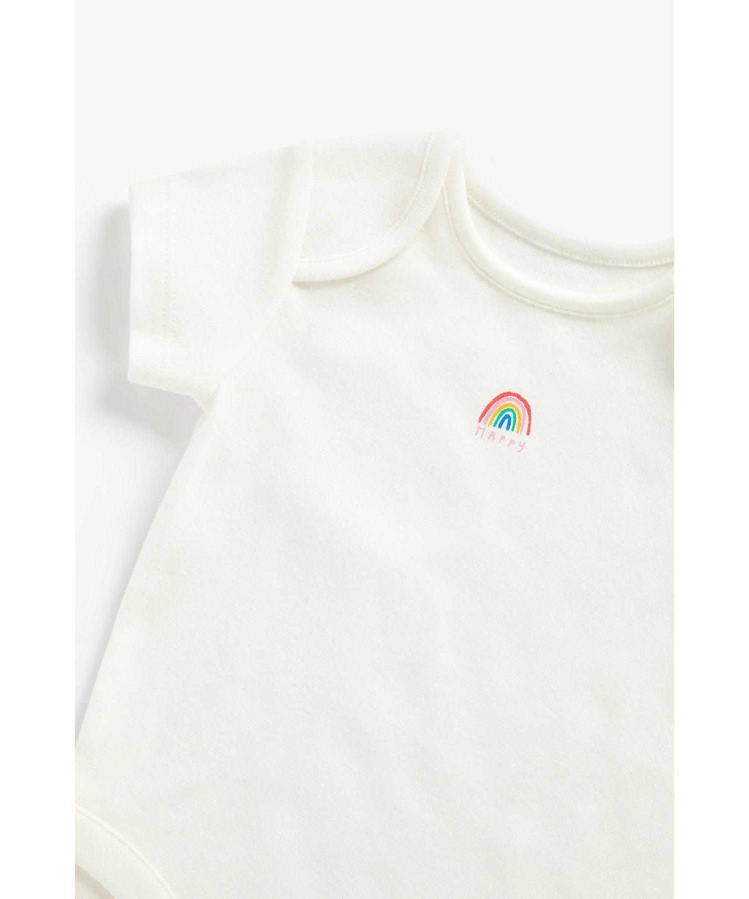 Mothercare Girls 100% Cotton Short Sleeves Bodysuit - Pack of 5 - Multicolor