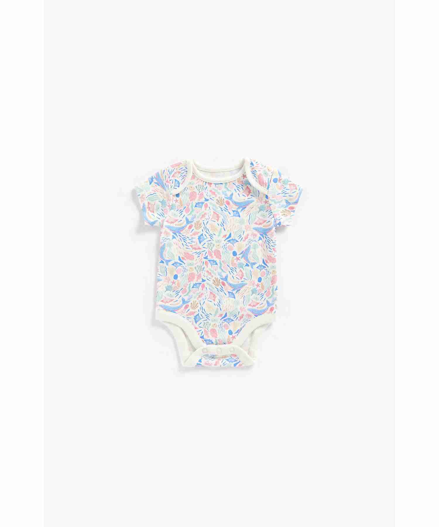 Mothercare Girls 100% Cotton Short Sleeves Bodysuit - Pack of 5 - Multicolor