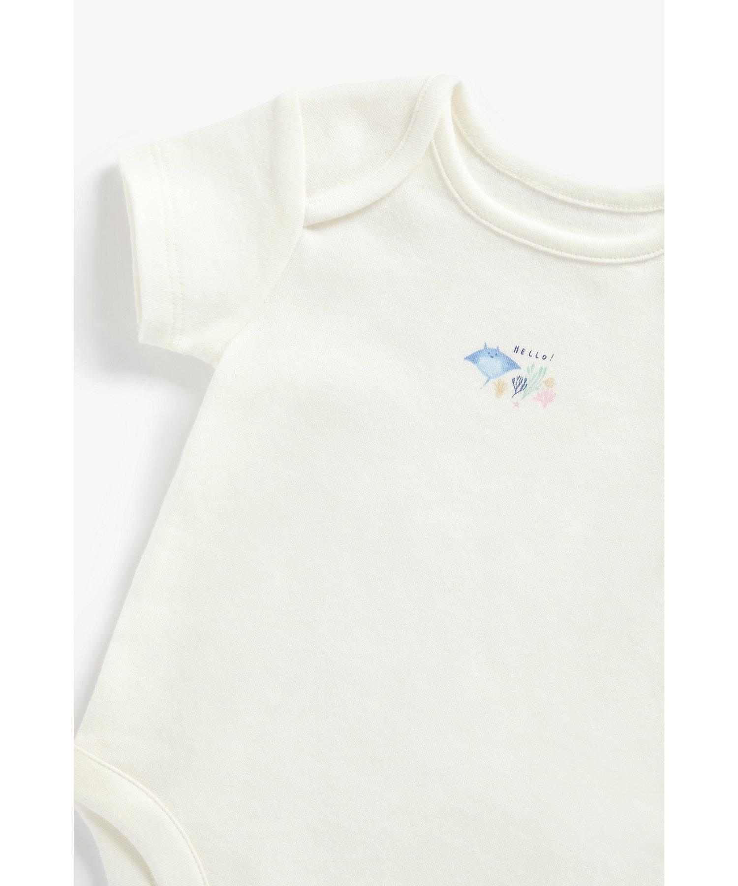 Mothercare Girls 100% Cotton Short Sleeves Bodysuit - Pack of 5 - Multicolor
