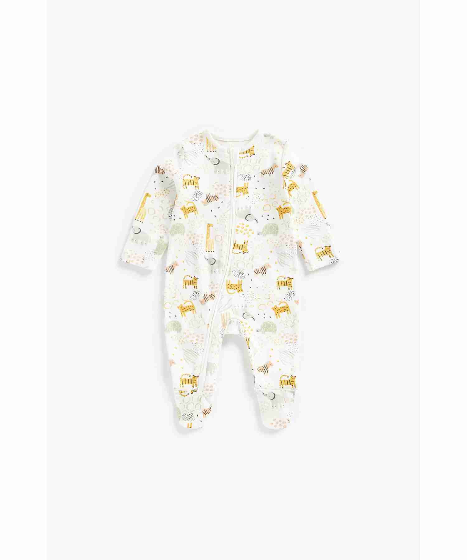 Mothercare Unisex 100% Cotton Full Sleeves Sleepsuit - Multicolor