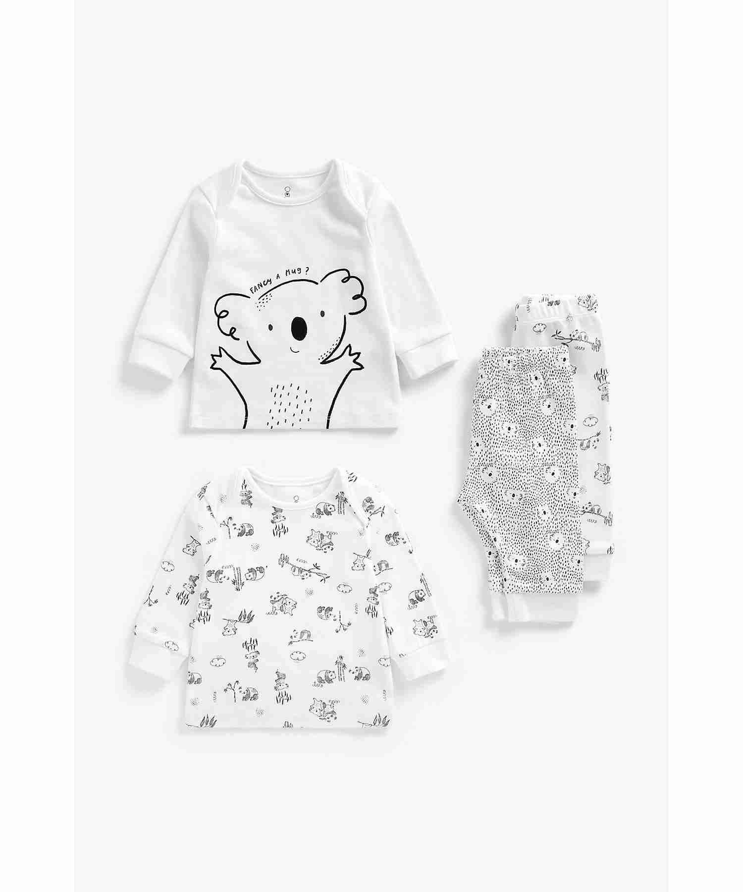 Mothercare Unisex 100% Cotton Adorable Sheep Prints Pyjamas Set - Pack of 2 - White