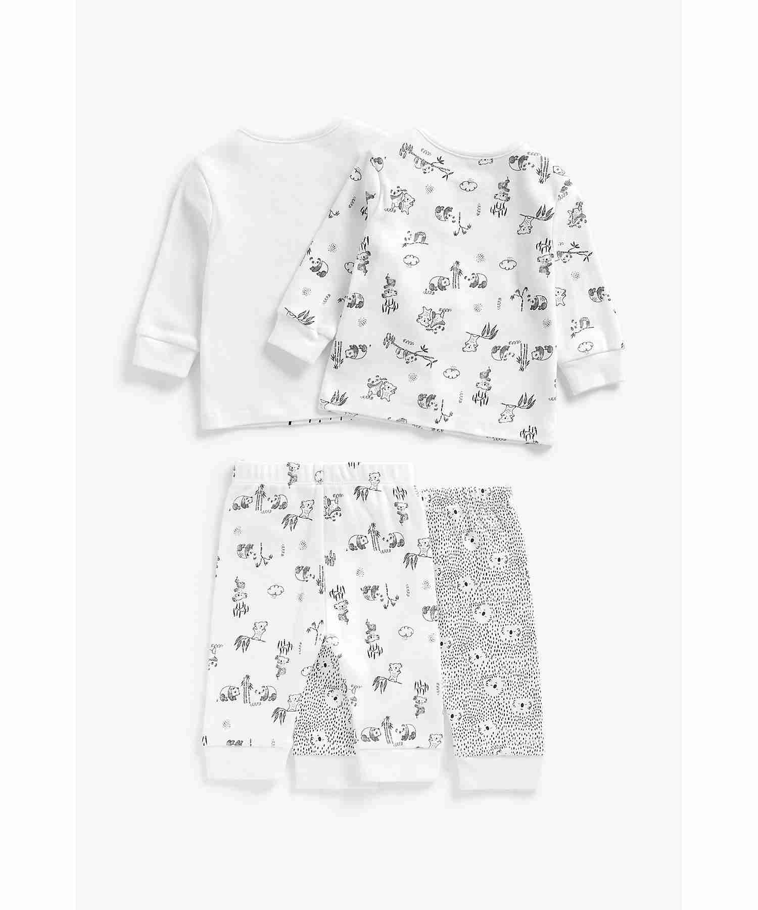 Mothercare Unisex 100% Cotton Adorable Sheep Prints Pyjamas Set - Pack of 2 - White