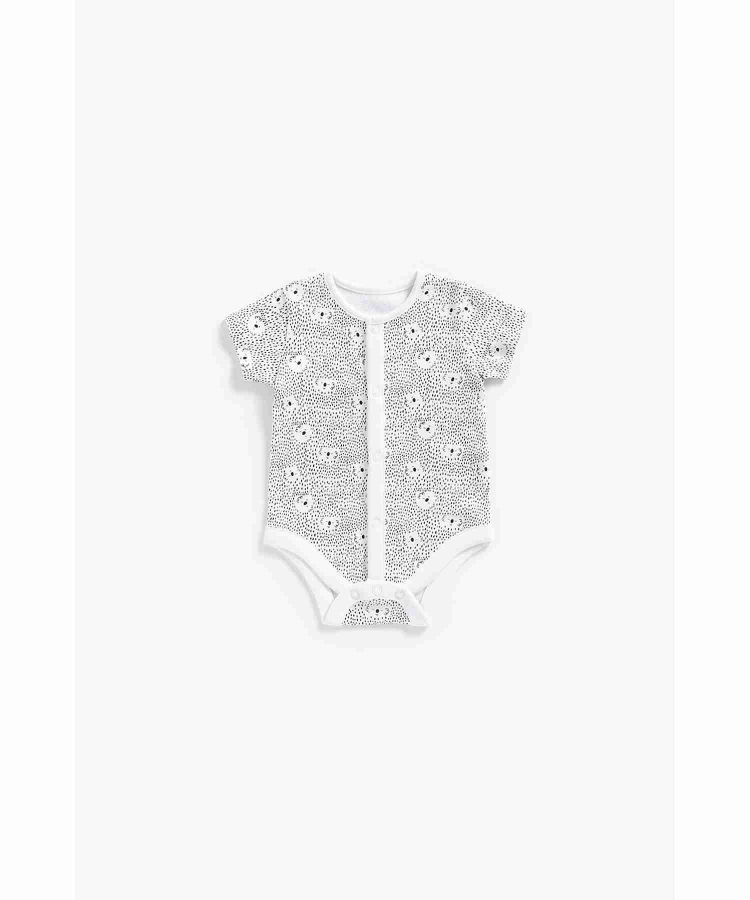 Mothercare Unisex 100% Cotton Spots and Pretty Prints Bodysuit - Pack of 3 - White