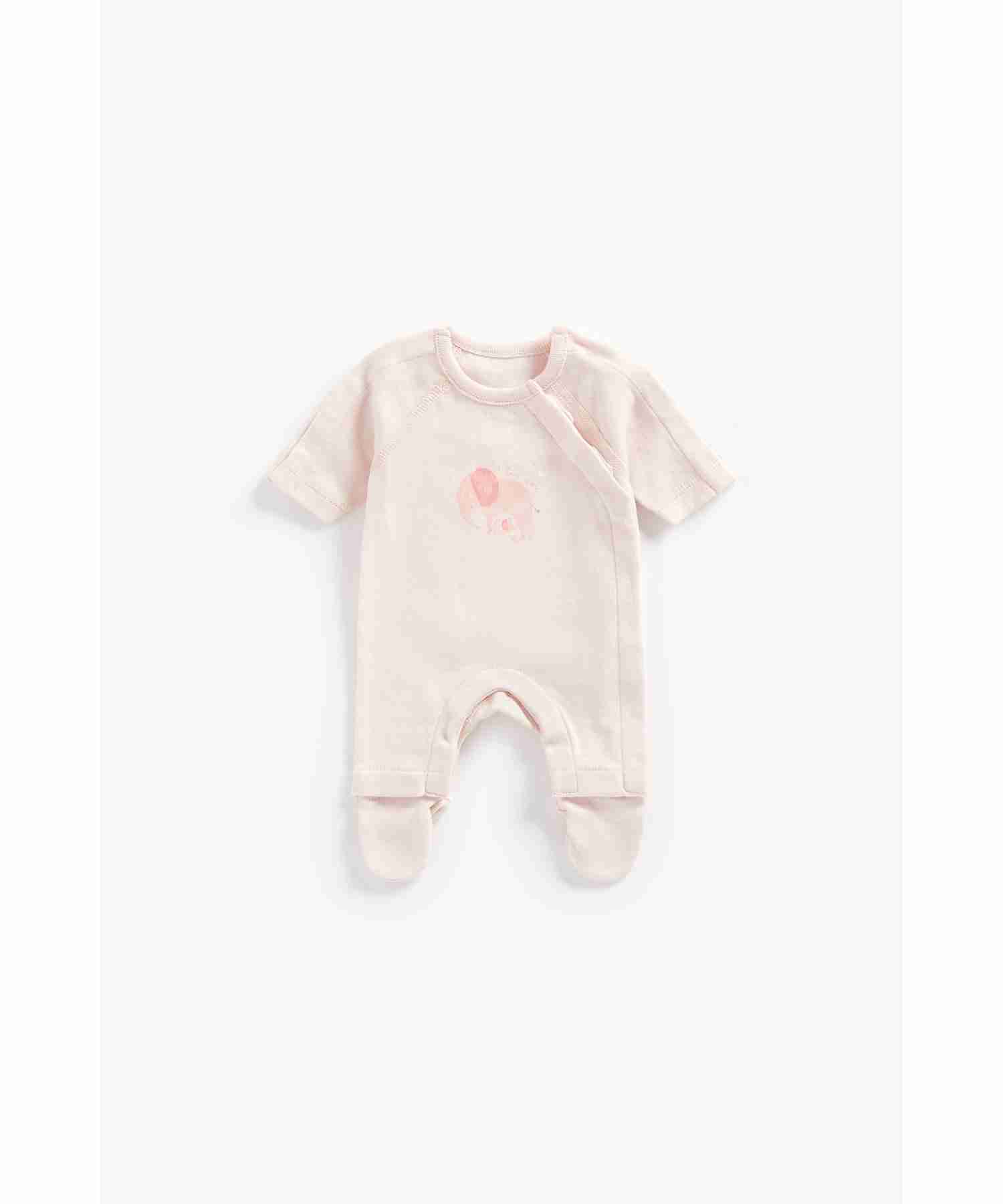 Mothercare Girls 100% Cotton Short Sleeves Sleepsuit - Pink