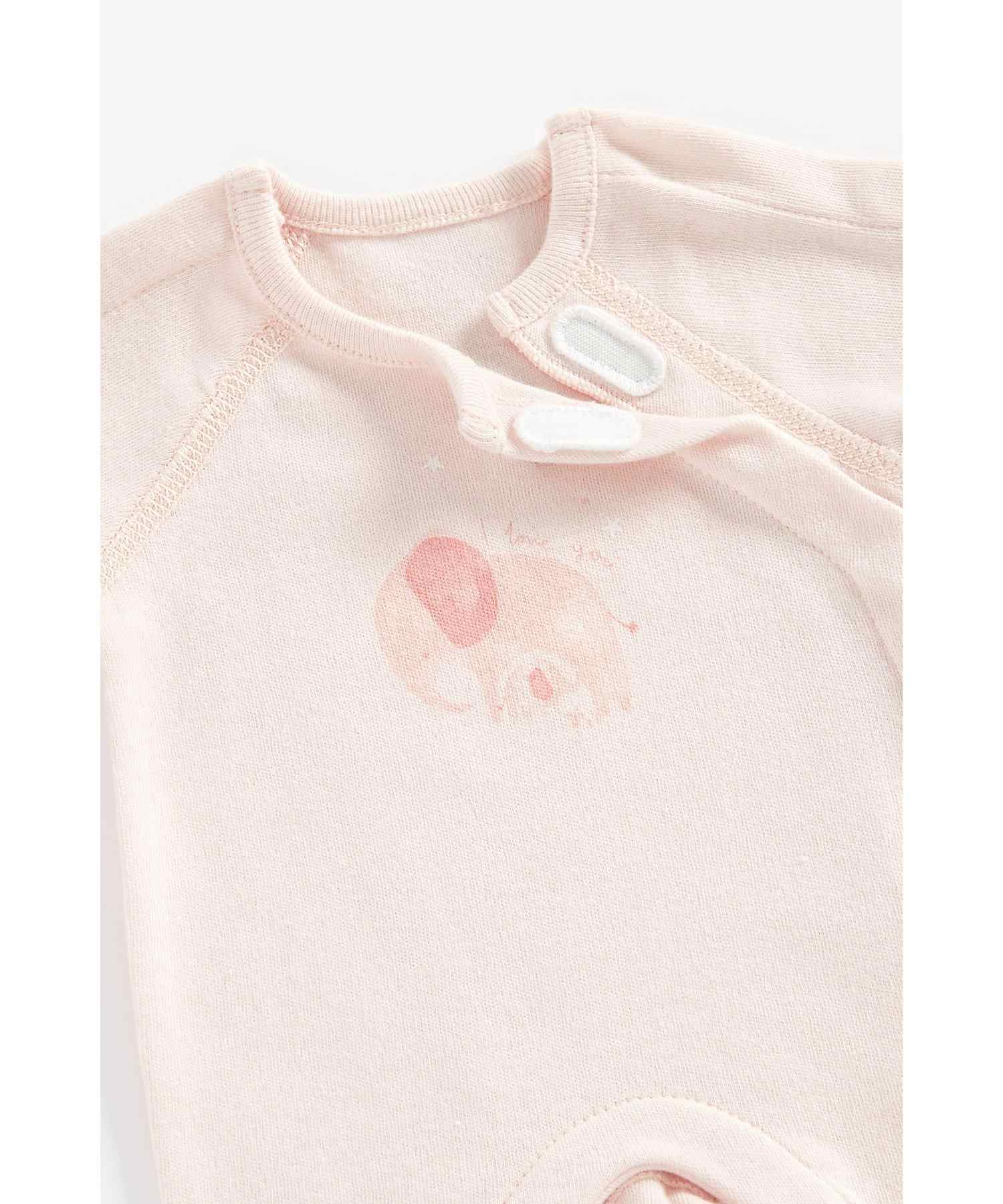 Mothercare Girls 100% Cotton Short Sleeves Sleepsuit - Pink