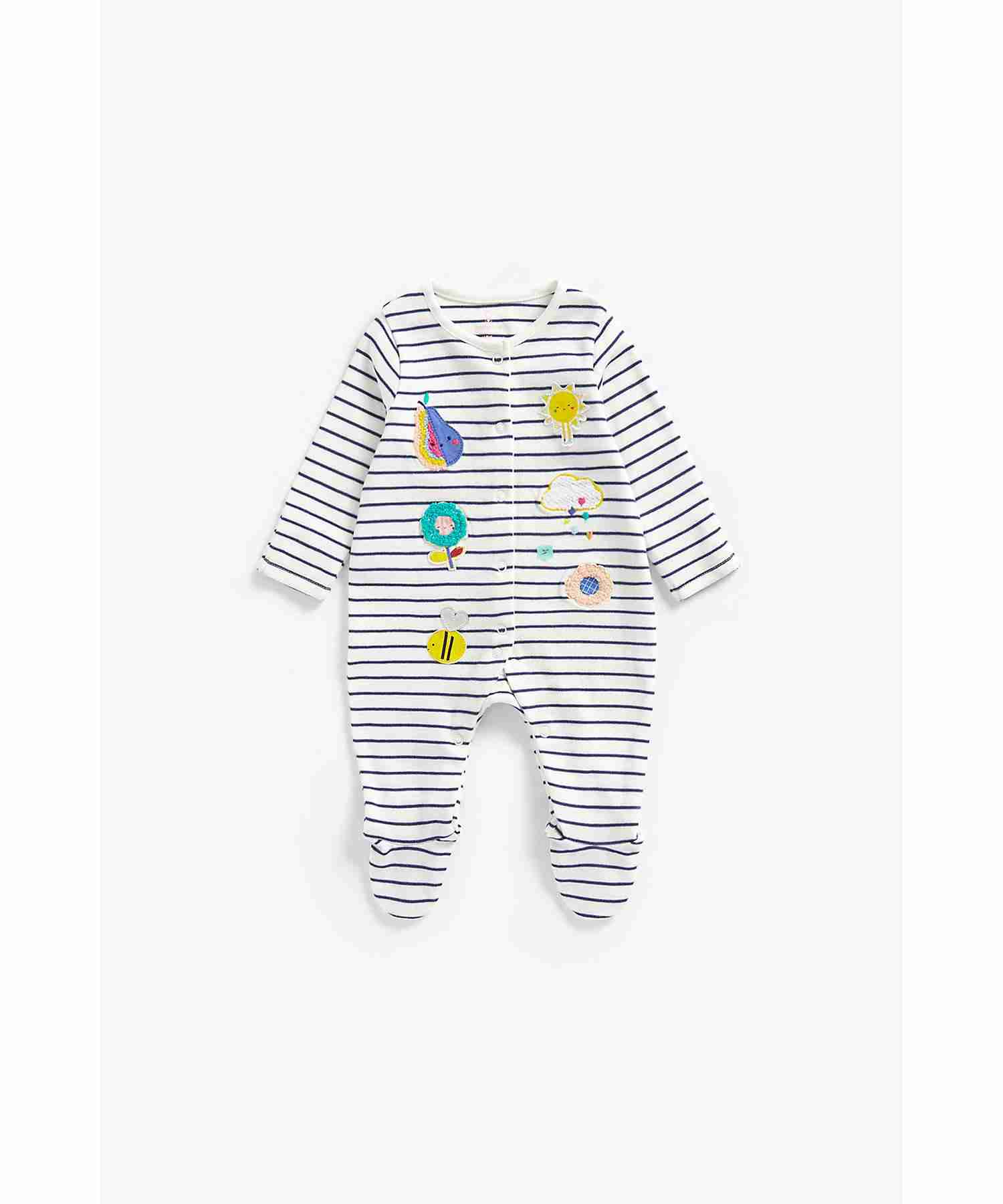 Mothercare Girls Full Sleeves Sleepsuit - Multicolor