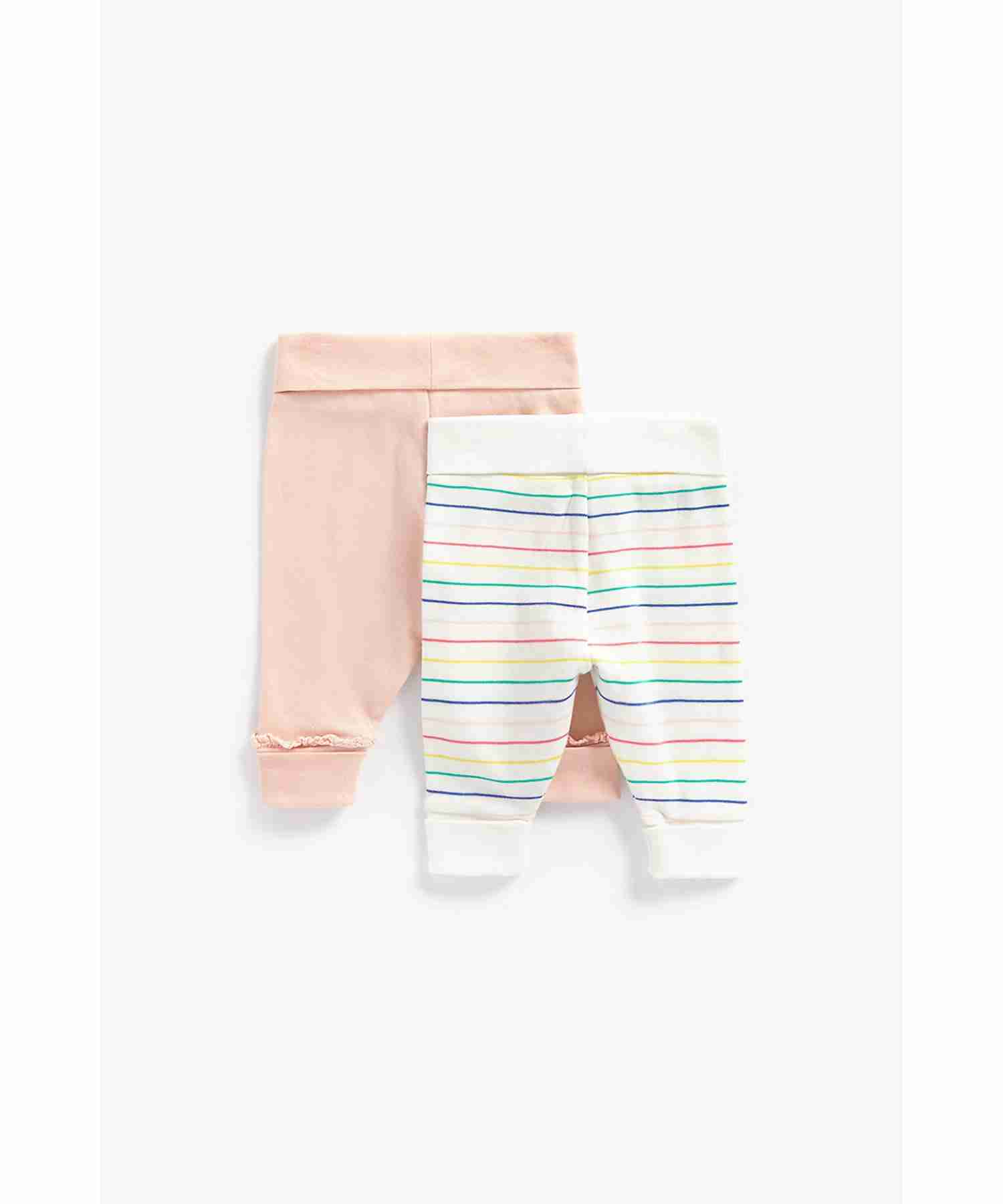 Mothercare Girls roll - up Waistband Leggings - Pack of 2 - Multicolor