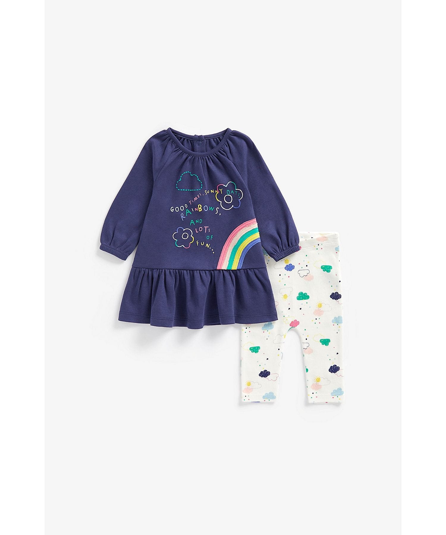 Mothercare | Girls Full Sleeves Dress With Leggings -Multicolor 0