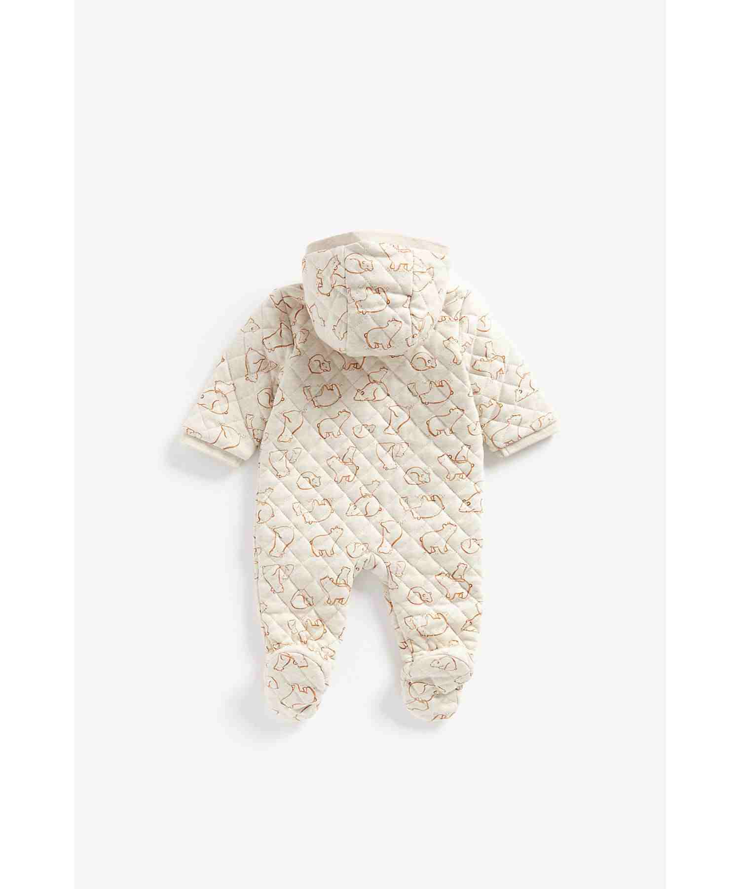 Mothercare Unisex 100% Cotton Wadded and Jersey - Lined Snowsuit - Beige