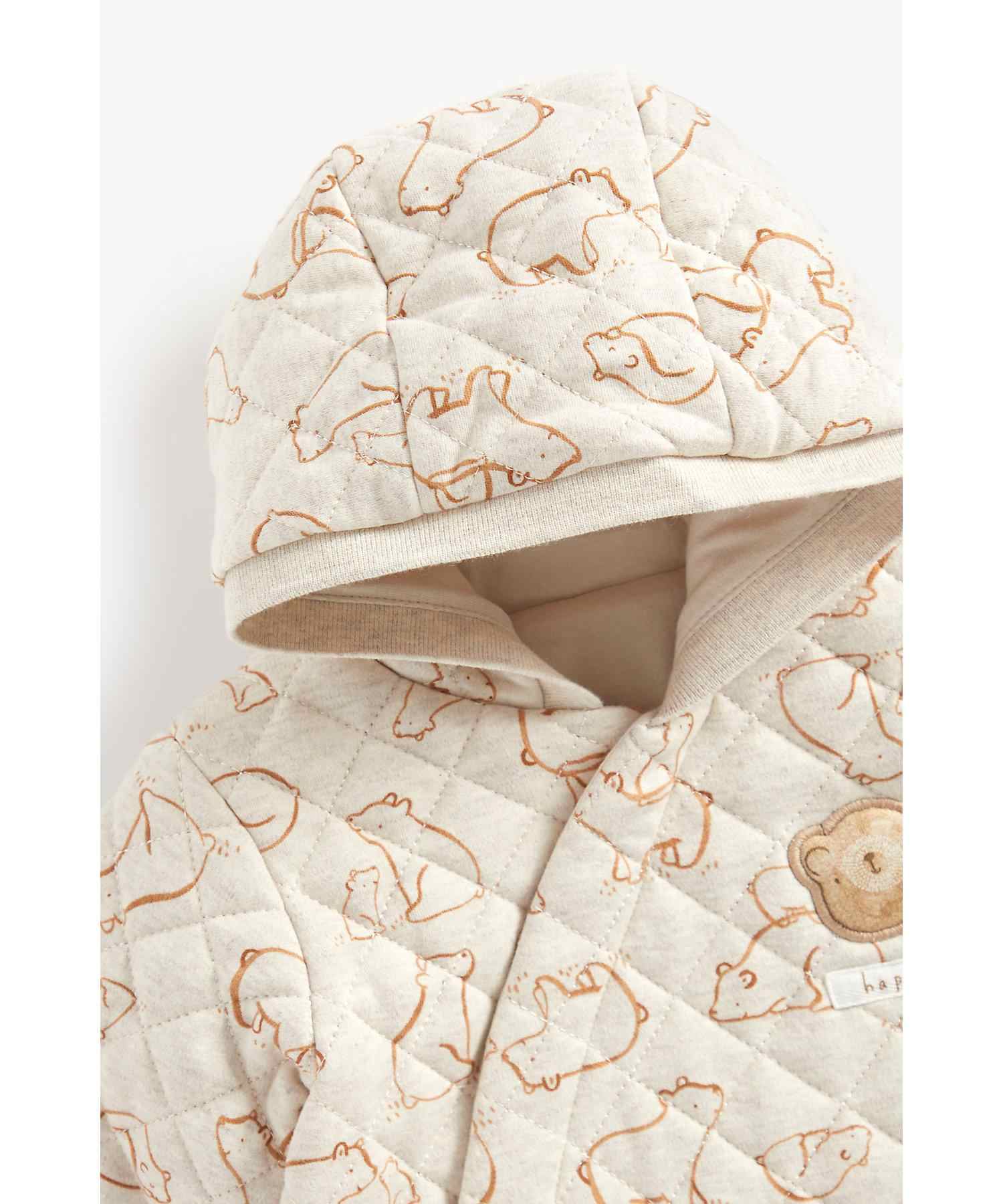 Mothercare Unisex 100% Cotton Wadded and Jersey - Lined Snowsuit - Beige