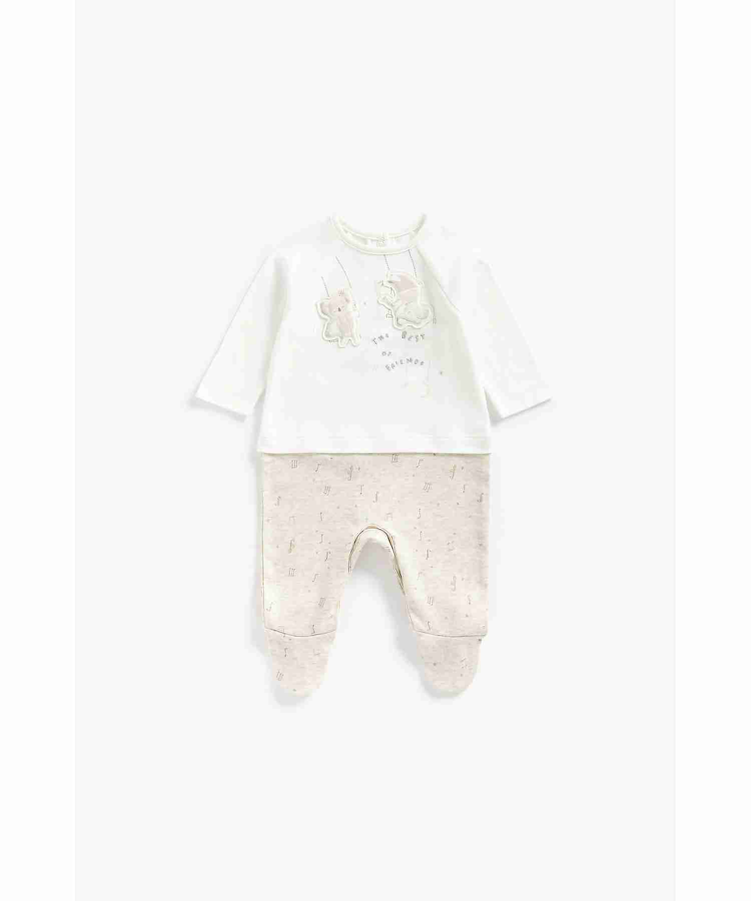 Mothercare Unisex Padded Applique Sleepsuit - White