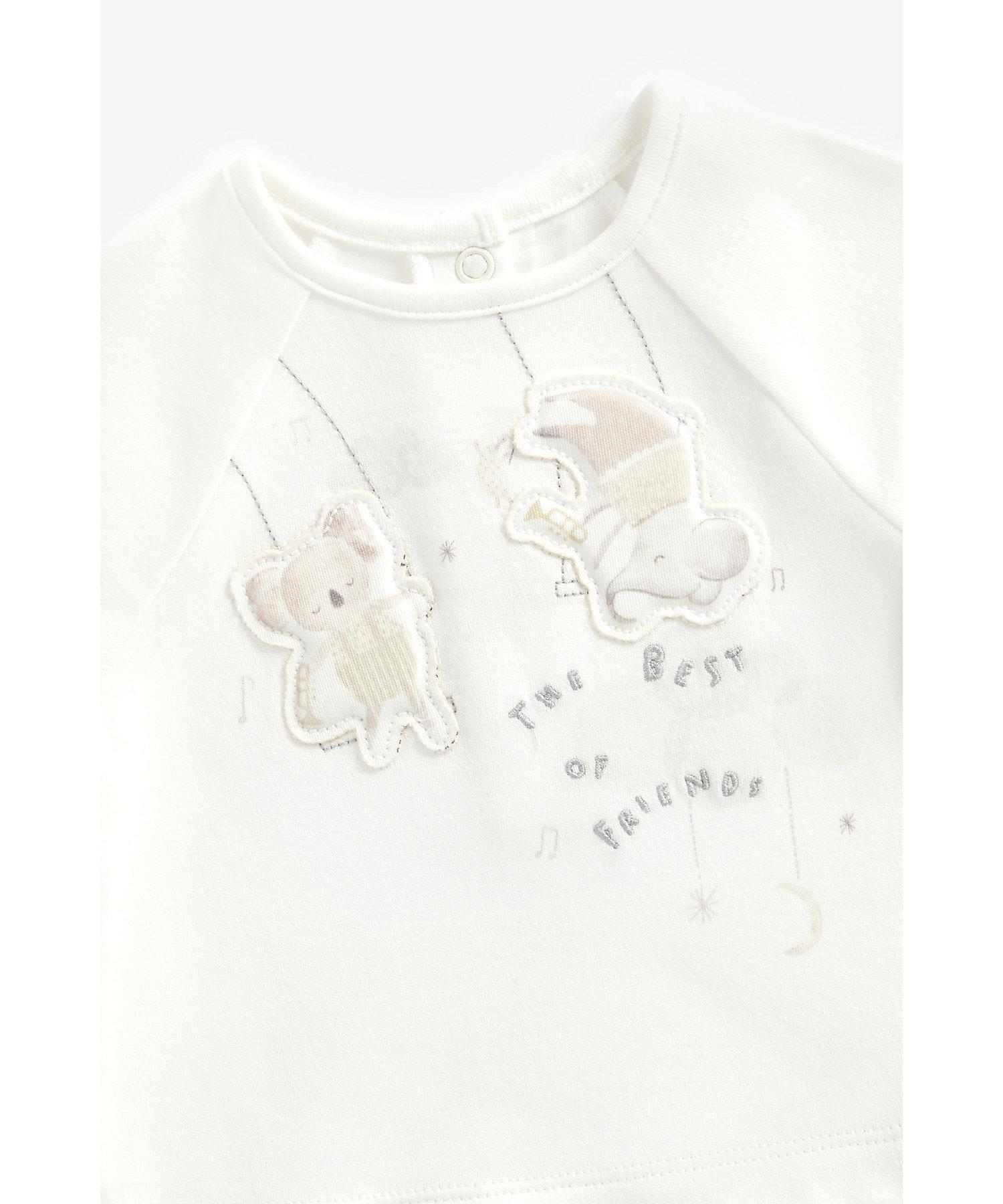 Mothercare Unisex Padded Applique Sleepsuit - White