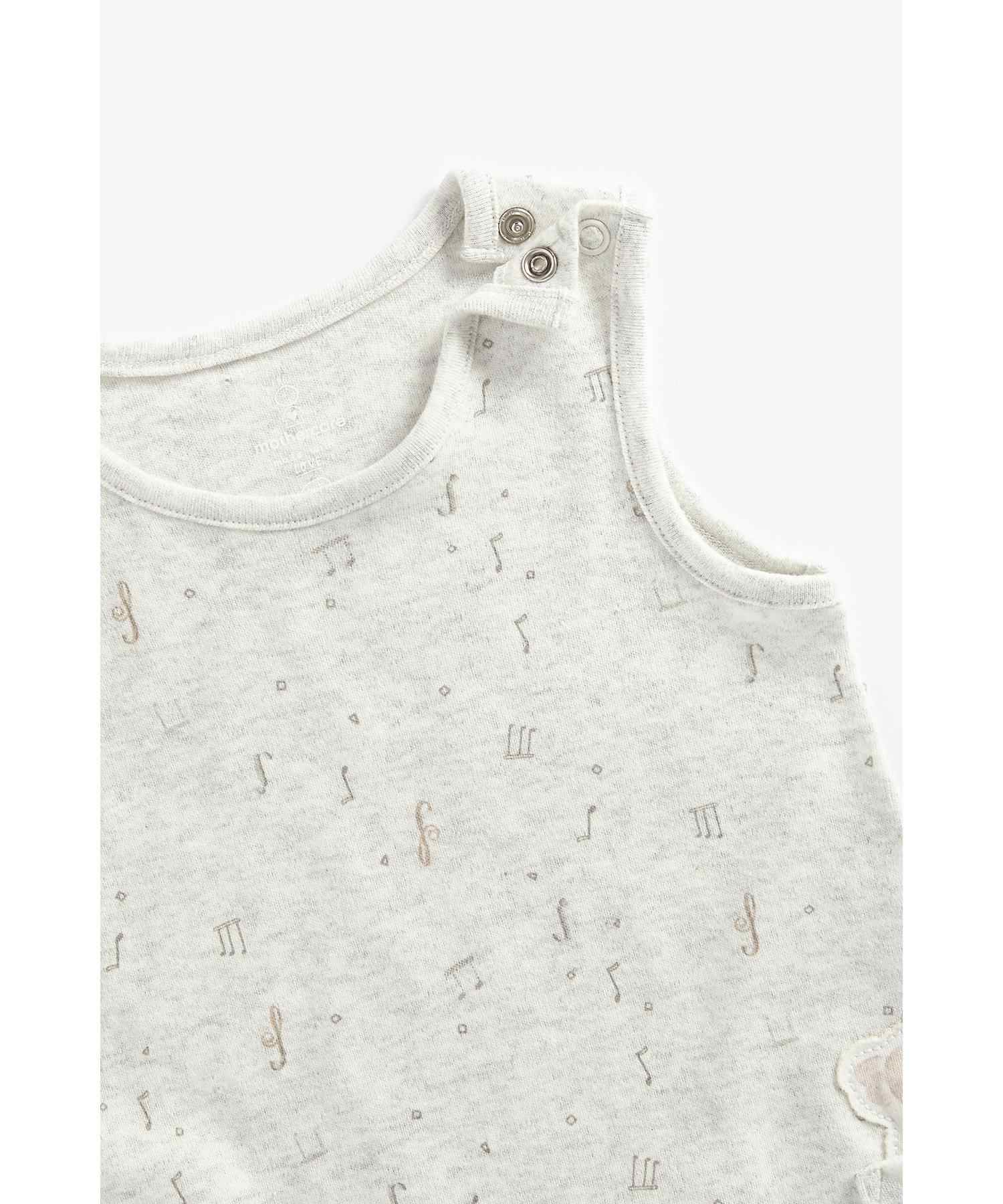 Mothercare Unisex Printed Dungaree- Grey