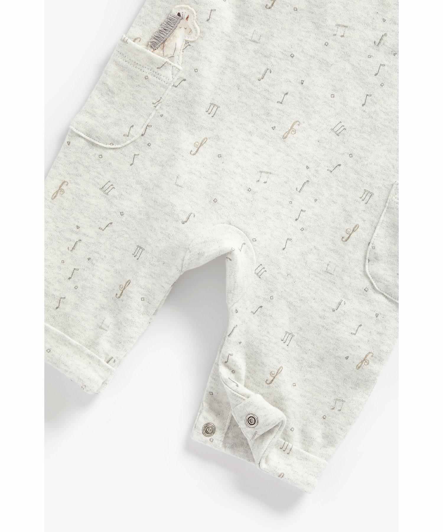 Mothercare Unisex Printed Dungaree- Grey