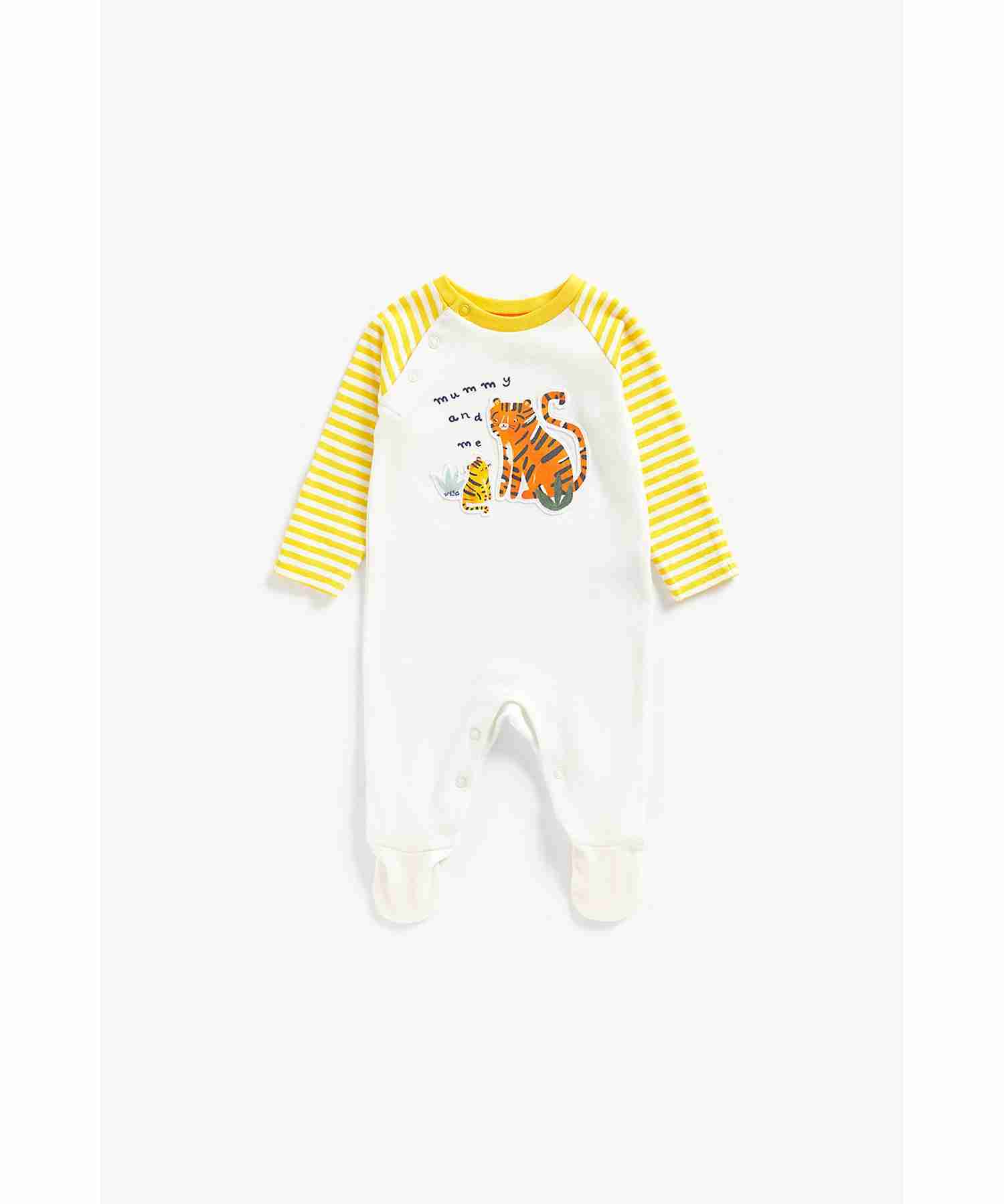Mothercare Boys 100% Cotton Full Sleeves Sleepsuit - White