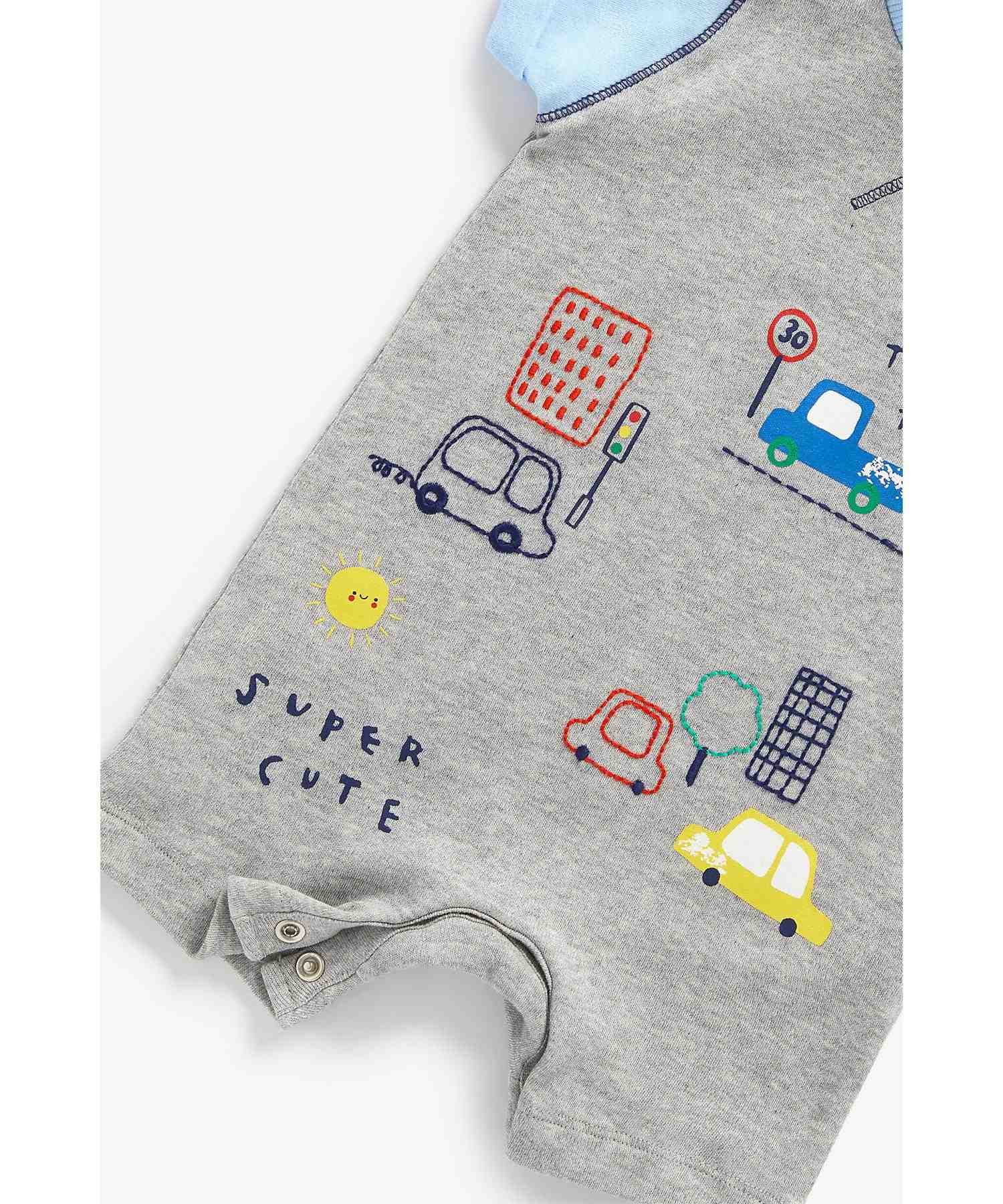 Mothercare Boys Half Sleeves Rompers - Pack of 2 - Multicolor
