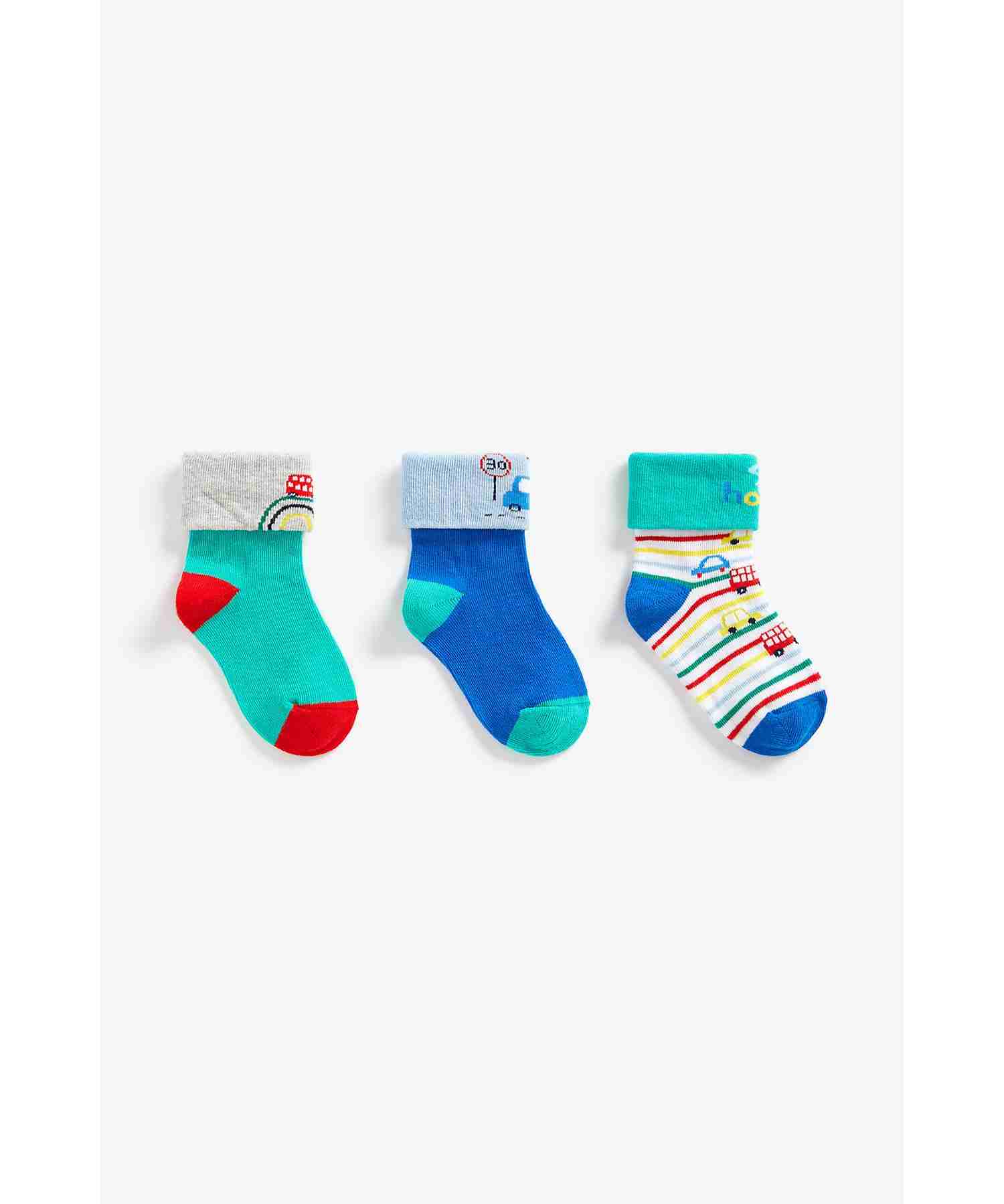 Mothercare Boys ribbed Socks Pack of 3 Multicolor