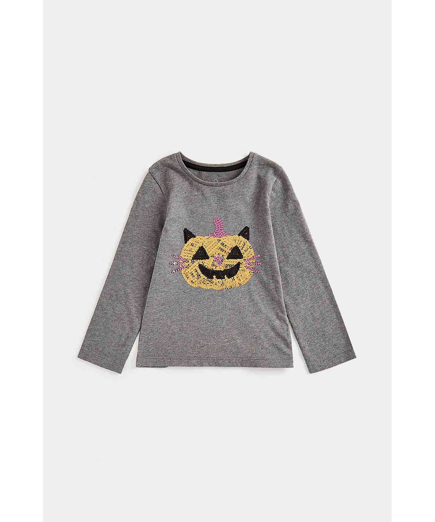Mothercare Girls 100% Cotton Printed T-Shirt - Grey